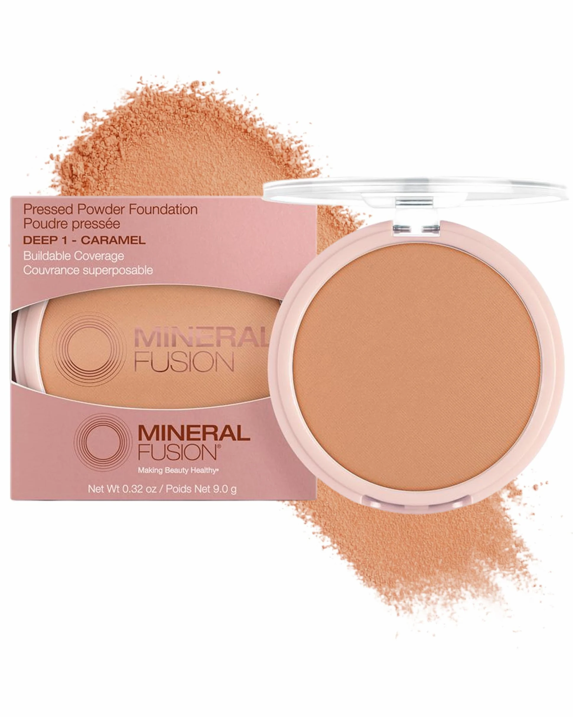 Mineral Fusion, Pressed Powder Foundation, Light to Full Coverage, Deep 1, 10ml (9 g)