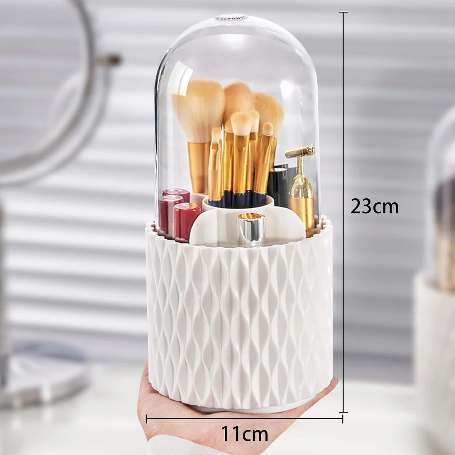 Withosent Porta Pennelli Make Up 360° Rotante Organizzatore Cosmetici 5 Scomparti Scaffale Trucchi