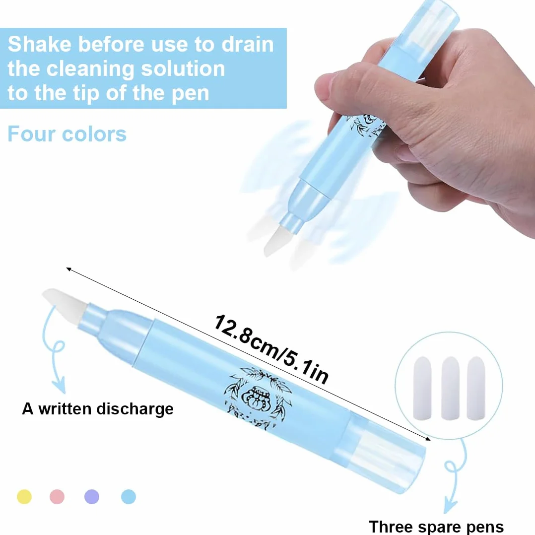 Penna Correttore Smalto per Unghie Set da 4 Pezzi con 9 Punte di Ricambio Strumento di Precisione per Manicure e Pedicure per Rimuovere Smalto in Eccesso con Solvente