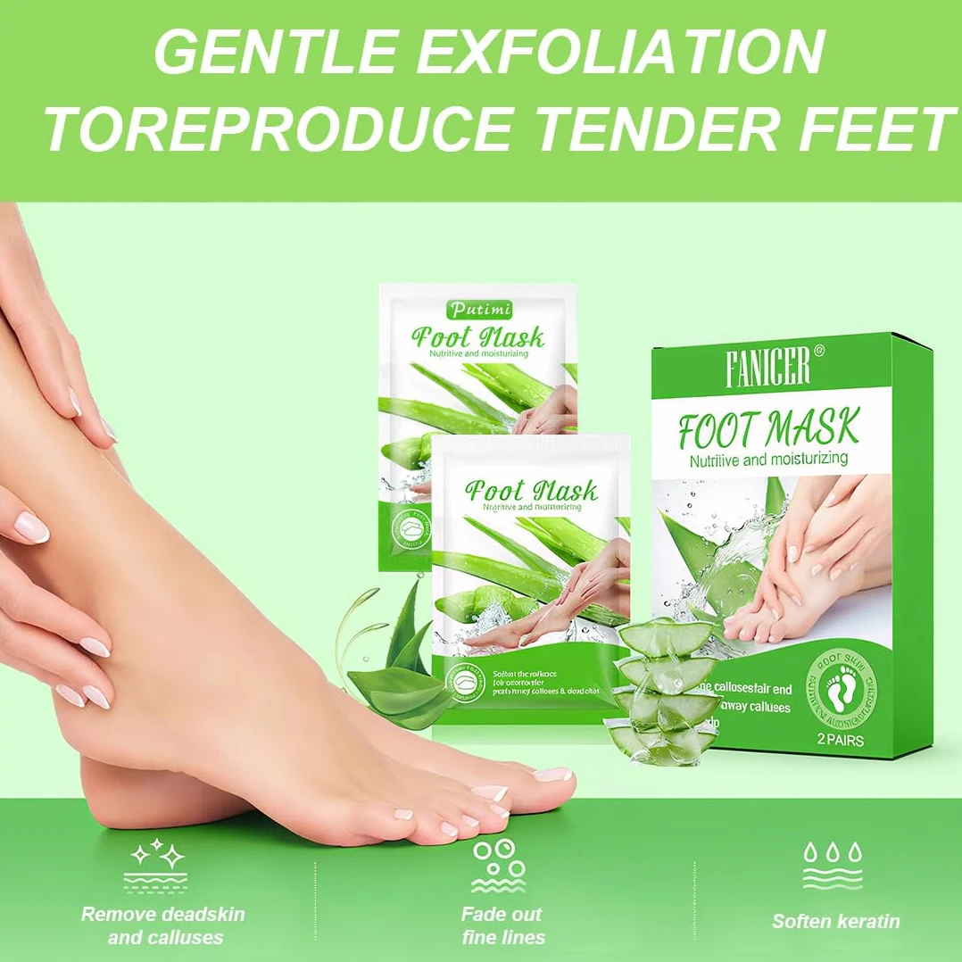 2 Paia Maschera Piedi Esfoliante Aloe ver, Maschera Esfoliante Piedi, Maschera Peeling Piedi, Rimozione Della Pelle Morta e Calli, Maschera per Piedi Efficace Cura dei Piedi i Scrub Piedi