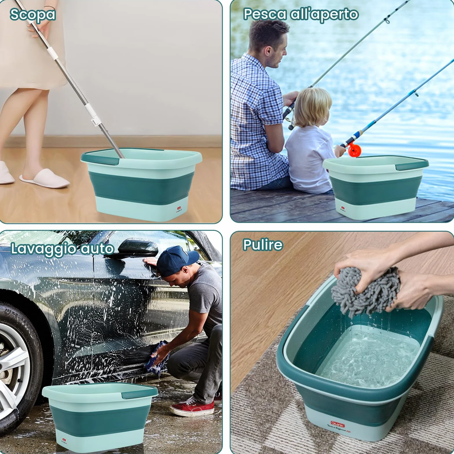 DEANIC Pediluvio Massaggiatore Piedi, Pediluvio Idromassaggio Piedi Portatile Pieghevole, Vaschetta Bacinella Pedicure con Maniglia di Trasporto, Set Massaggio 8+54 Foot Spa (Blu)