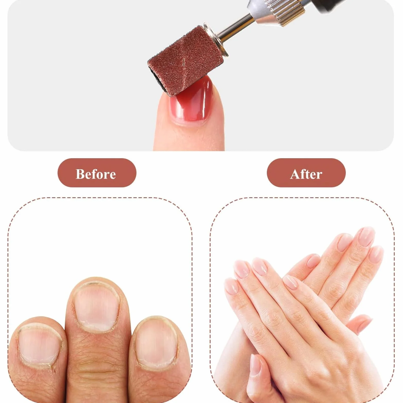 120 Pezzi Manicotti Levigatura Unghie 80/120/180/240 Grana per Pedicure Manicure,2 Punte Fresa Unghie,Accessori Ricambi