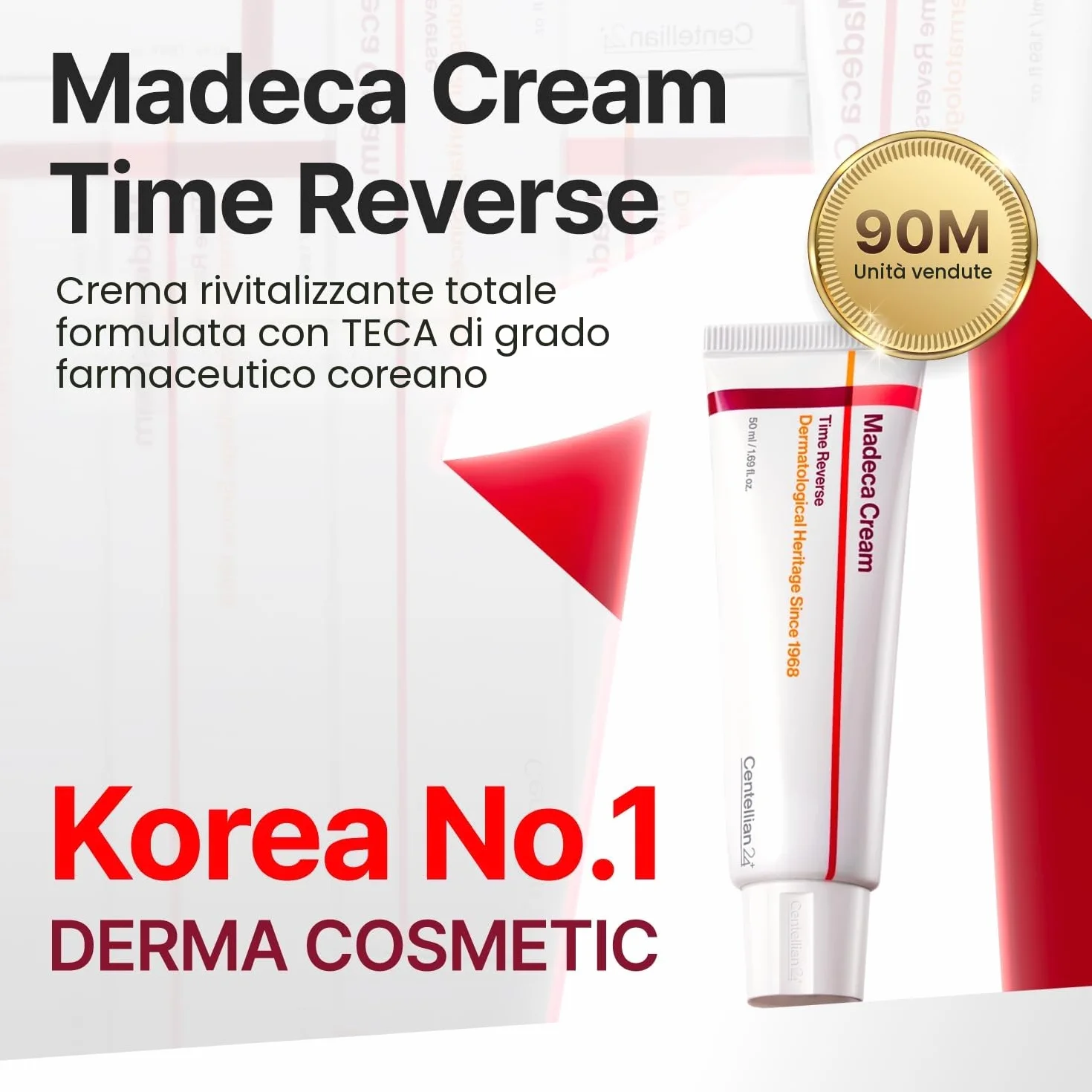 CENTELLIAN 24 Madeca Cream Time Reverse (50 ml) – Avanzato ad assorbimento rapido e nutriente, idrata, rassoda e riduce le rughe, bassa irritazione, cura della pelle coreana Centella asiatica