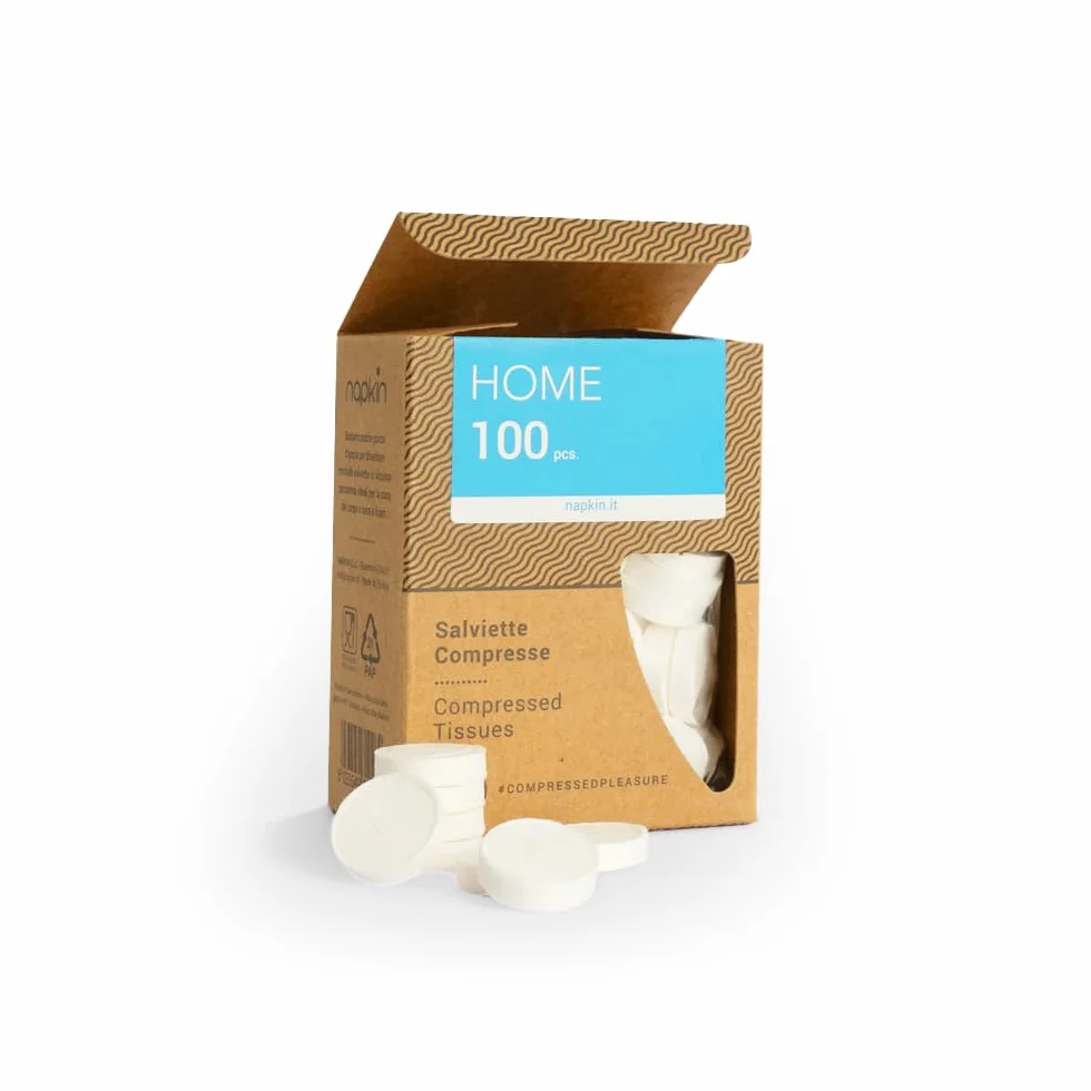 NAPKIN HOME 100 Mini Salviette Compresse 100% Viscosa Anallergiche Biodegradabili - 100 pz