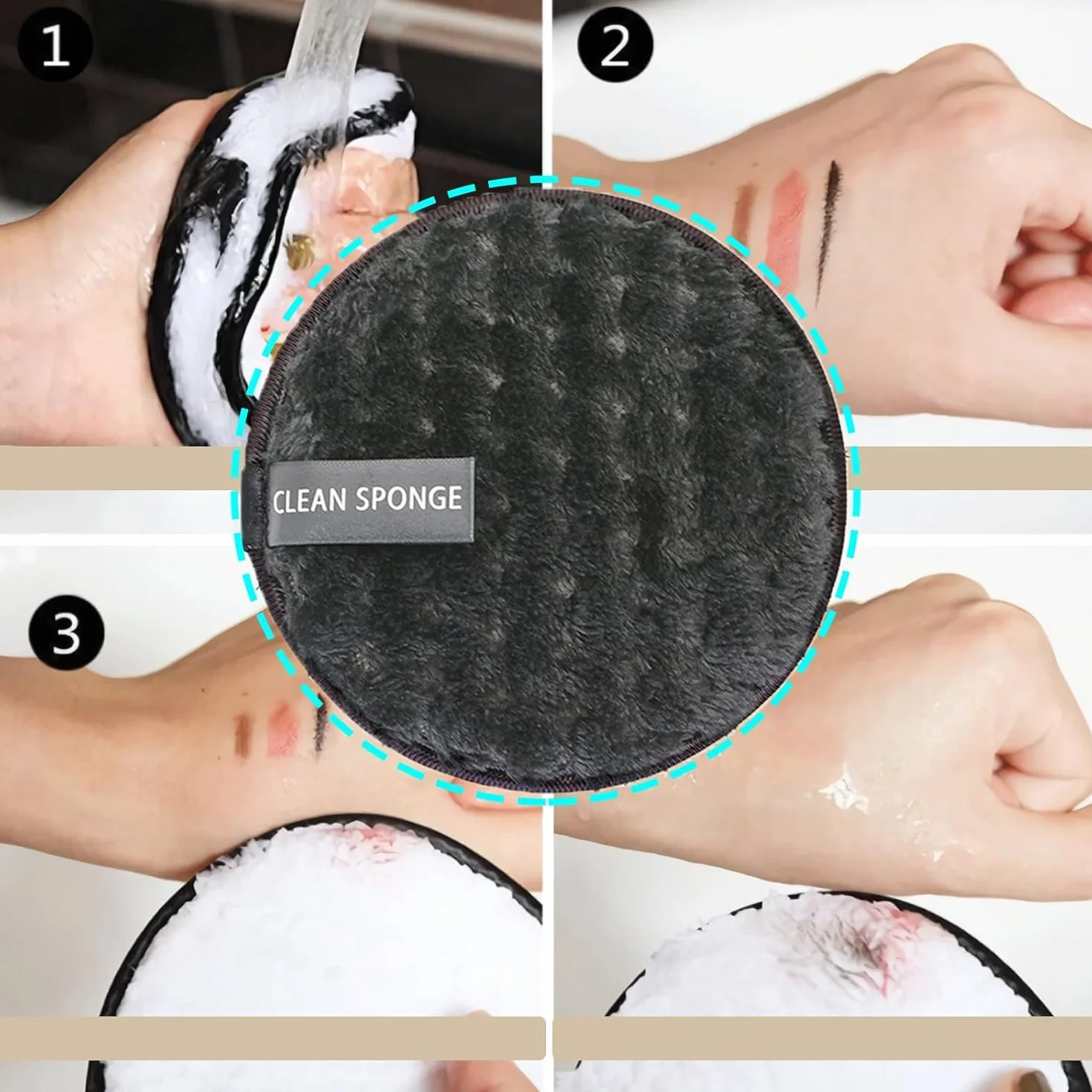 Confezione Da 4 dischetti struccanti lavabili, Spugne Di Cotone Struccanti Organiche, Spugne Detergenti Facciali Riutilizzabili, Adatto Per La Rimozione Del Trucco, La Pulizia Del Viso