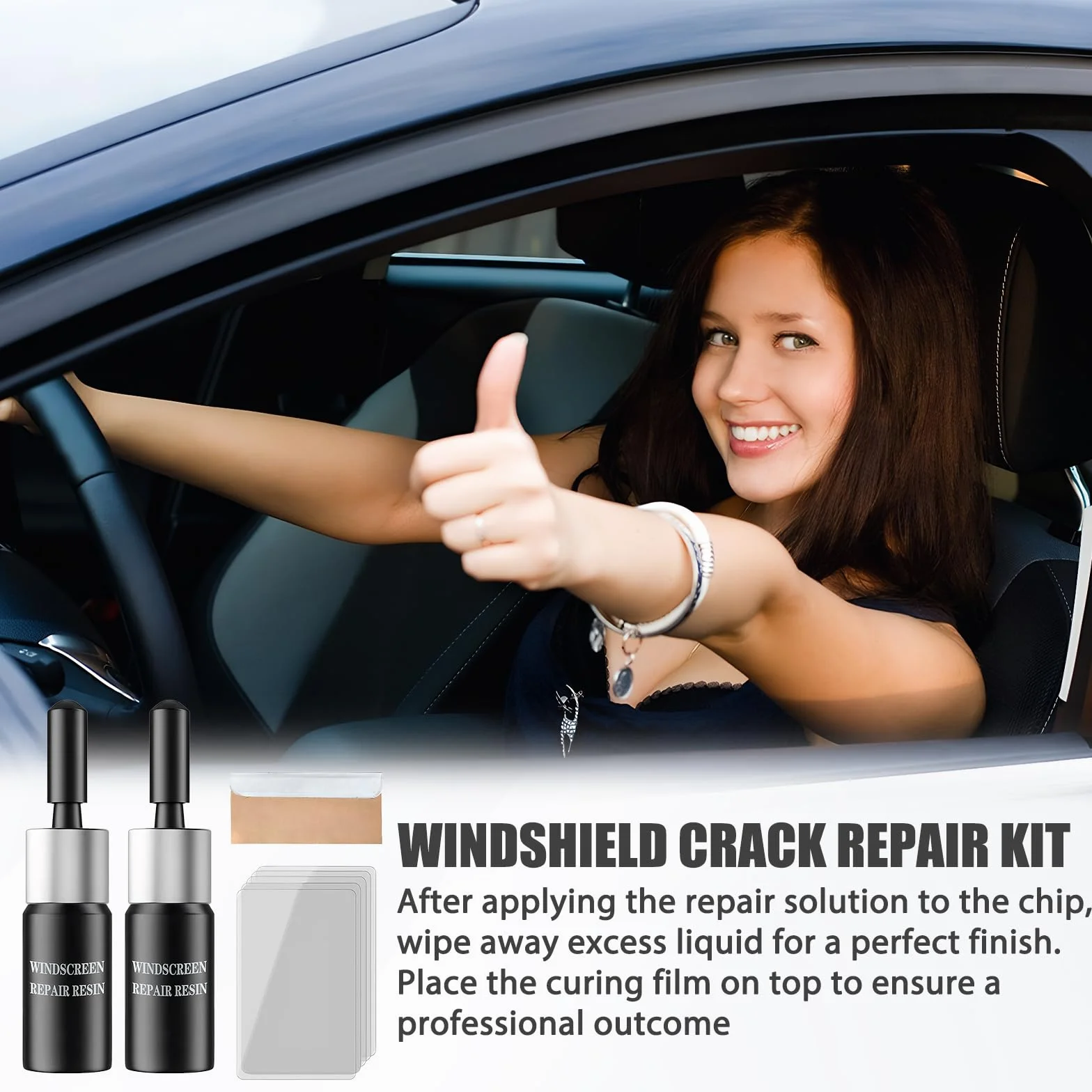Kit Riparazione Parabrezza Auto 8 Articoli Colla Vetro Alta Efficacia