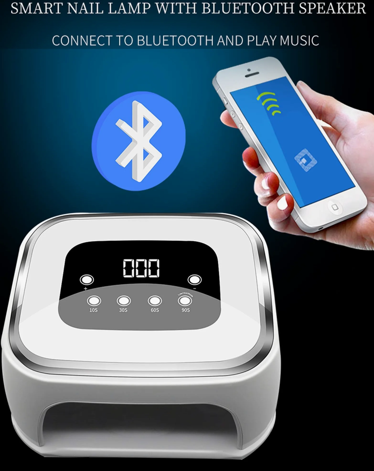 Asciuga unghie Altoparlante Bluetooth Lampada per unghie Gel per asciugatura Asciuga smalto per unghie Lettore musicale Luce per polimerizzazione per unghie Lampada per unghie LED Timer