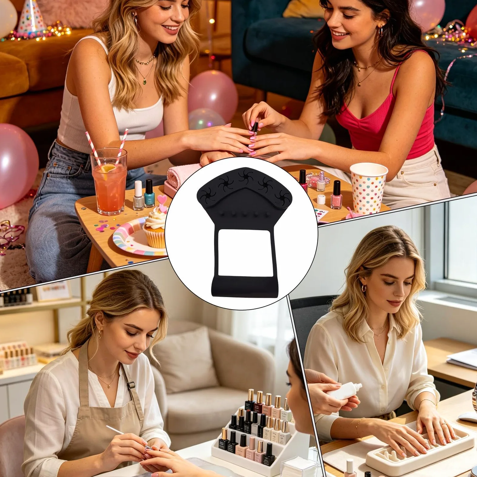 Tappetino in silicone con supporto per lucidatura unghie Cuscinetto | Poggiamano in silicone con supporto per le unghie Per donne principianti, pittura unghie, saloni,