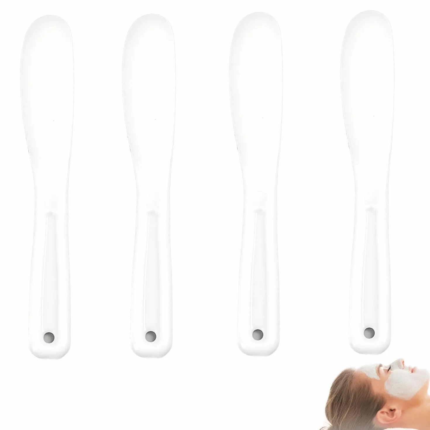 4 Pezzi Spatola per Maschera Facciale, Cosmetica Maschera Spatola, Plastica Spatole per Cosmetico, Applicatore Cucchiaio di Miscelazione, Cura della Pelle Spatole, per La Cura Della Pelle