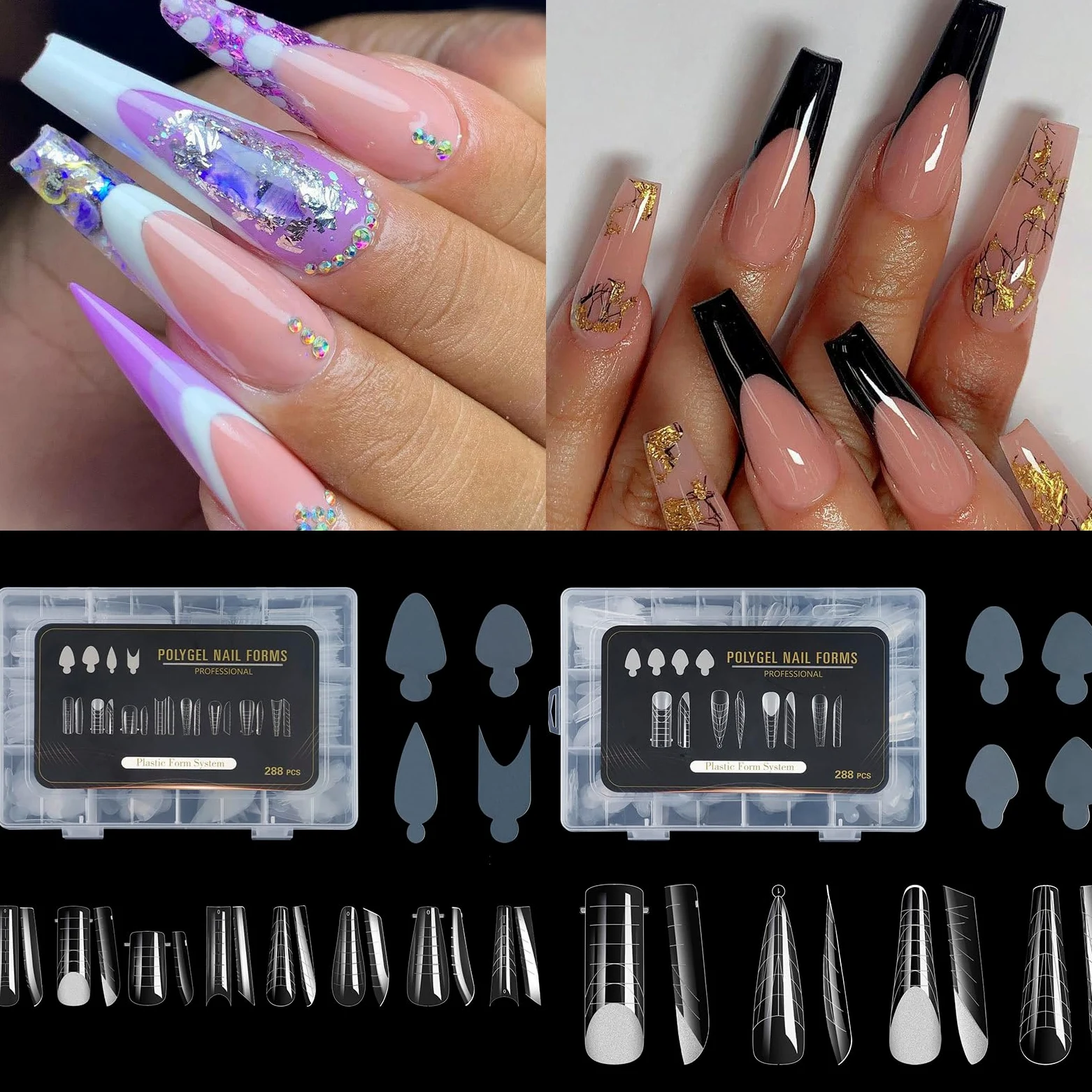 Duals Forms Set per Extension Gel Form French Line Sticker Acrilico Stampo Manicure Strumento