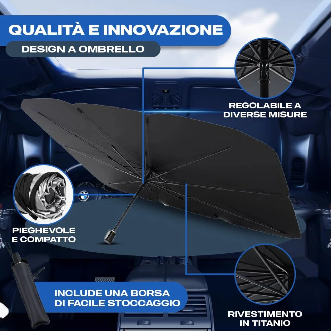 Parasole Auto Protezione Solare Anteriore 140x80cm UV Resistente