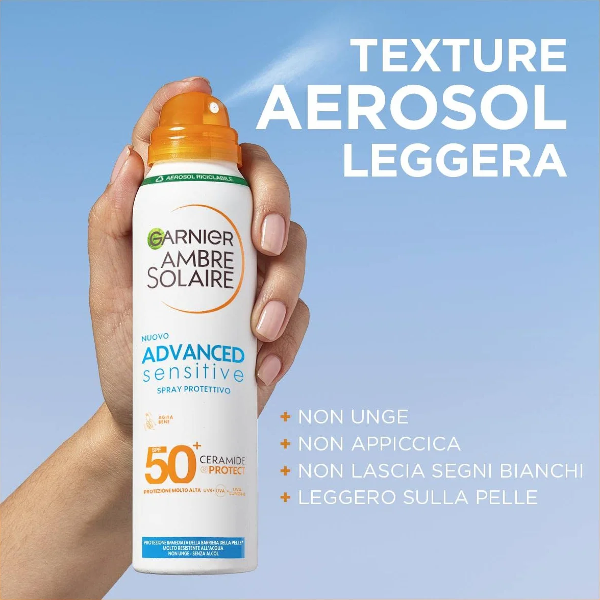 Garnier Ambre Solaire Advanced Sensitive Adulti Ceramide Protect Aerosol SPF50+ 150 ml