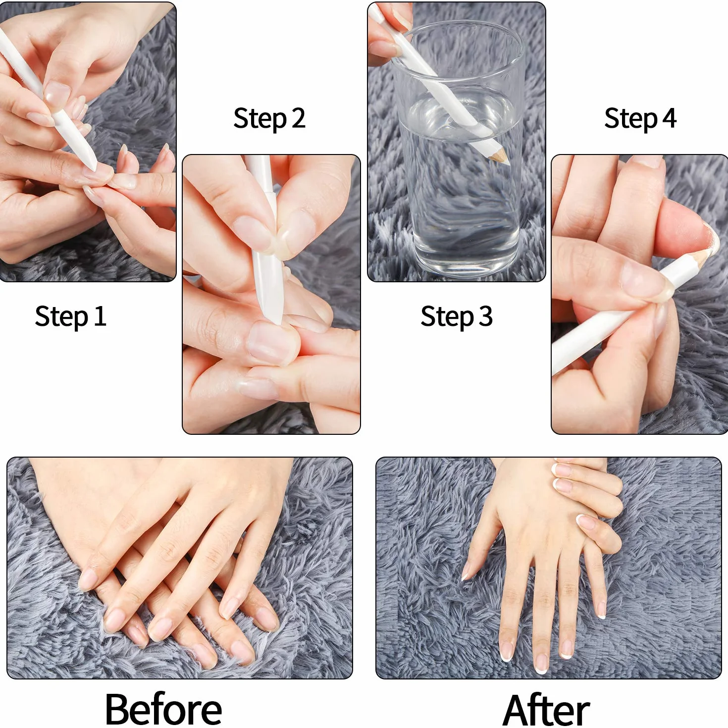 6 Pezzi Matite per Unghie Bianche 2 in 1 Matite Sbiancanti per Unghie con Spingi Cuticole per Forniture Manicure Francese