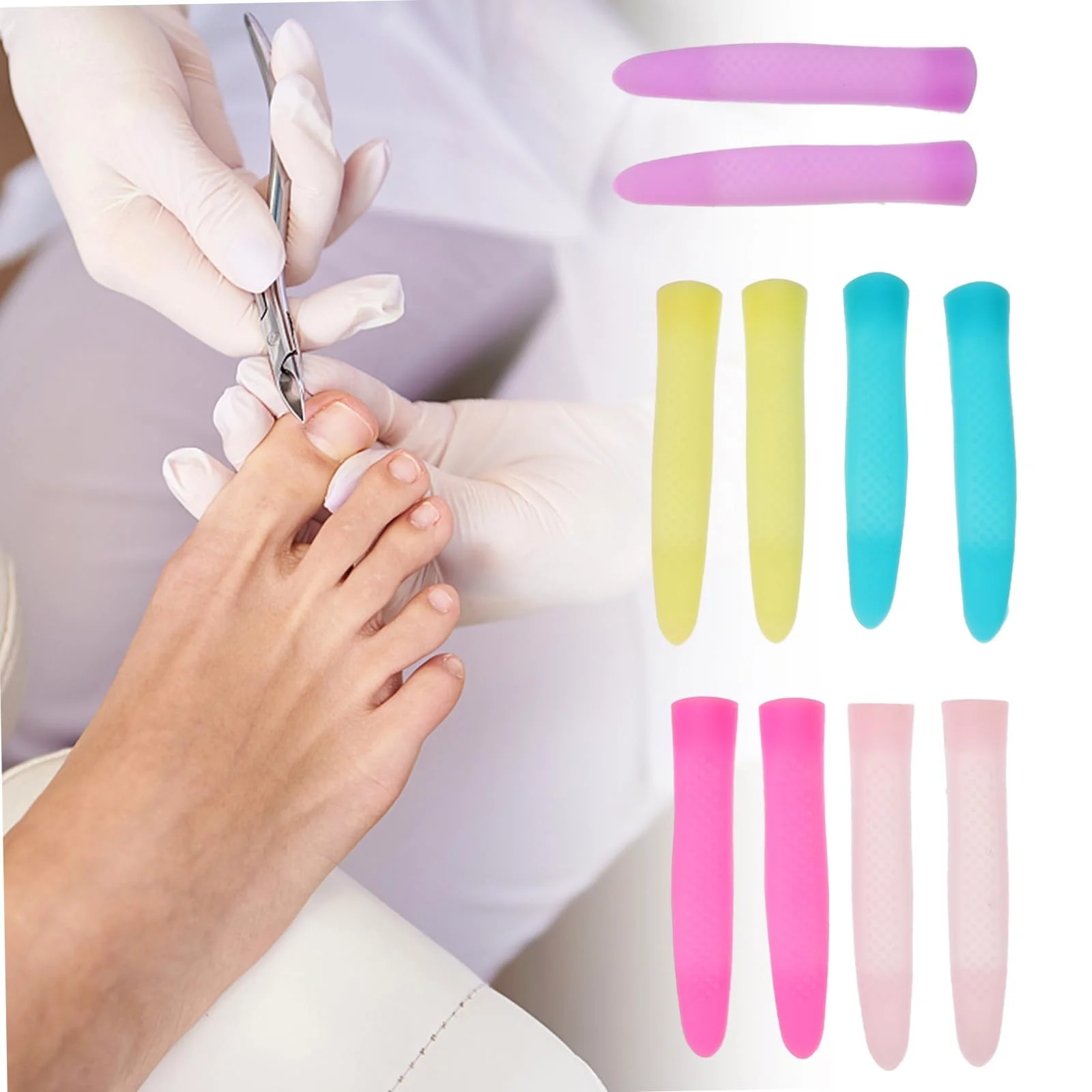 FRCOLOR 10 paia di forbici per pelle morta, manico in silicone, strumenti per manicure, pinzette per ciglia, copertura per cuticole
