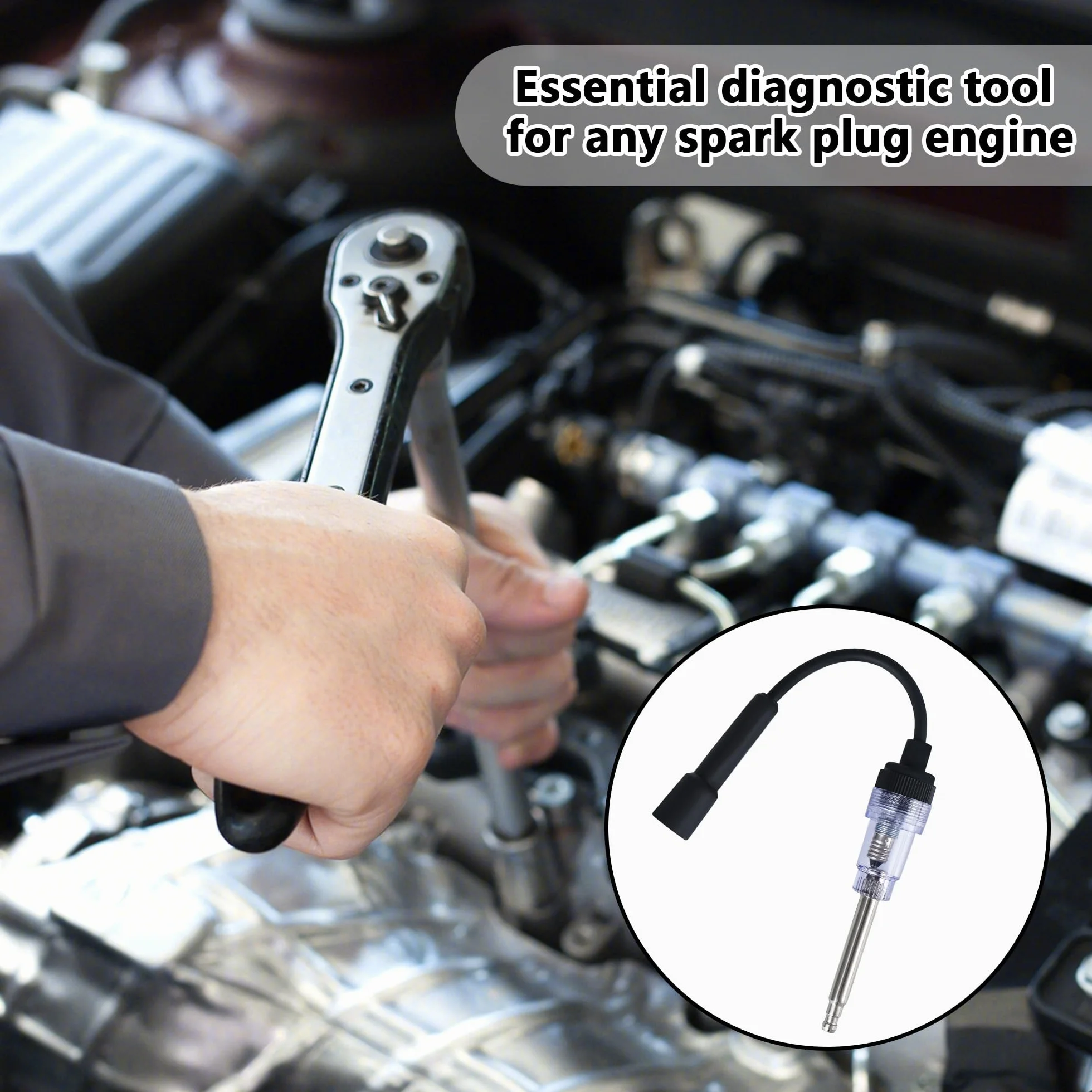 Tester per scintille di accensione universale in acciaio inox, rilevatore diagnostico armatura, per candele auto