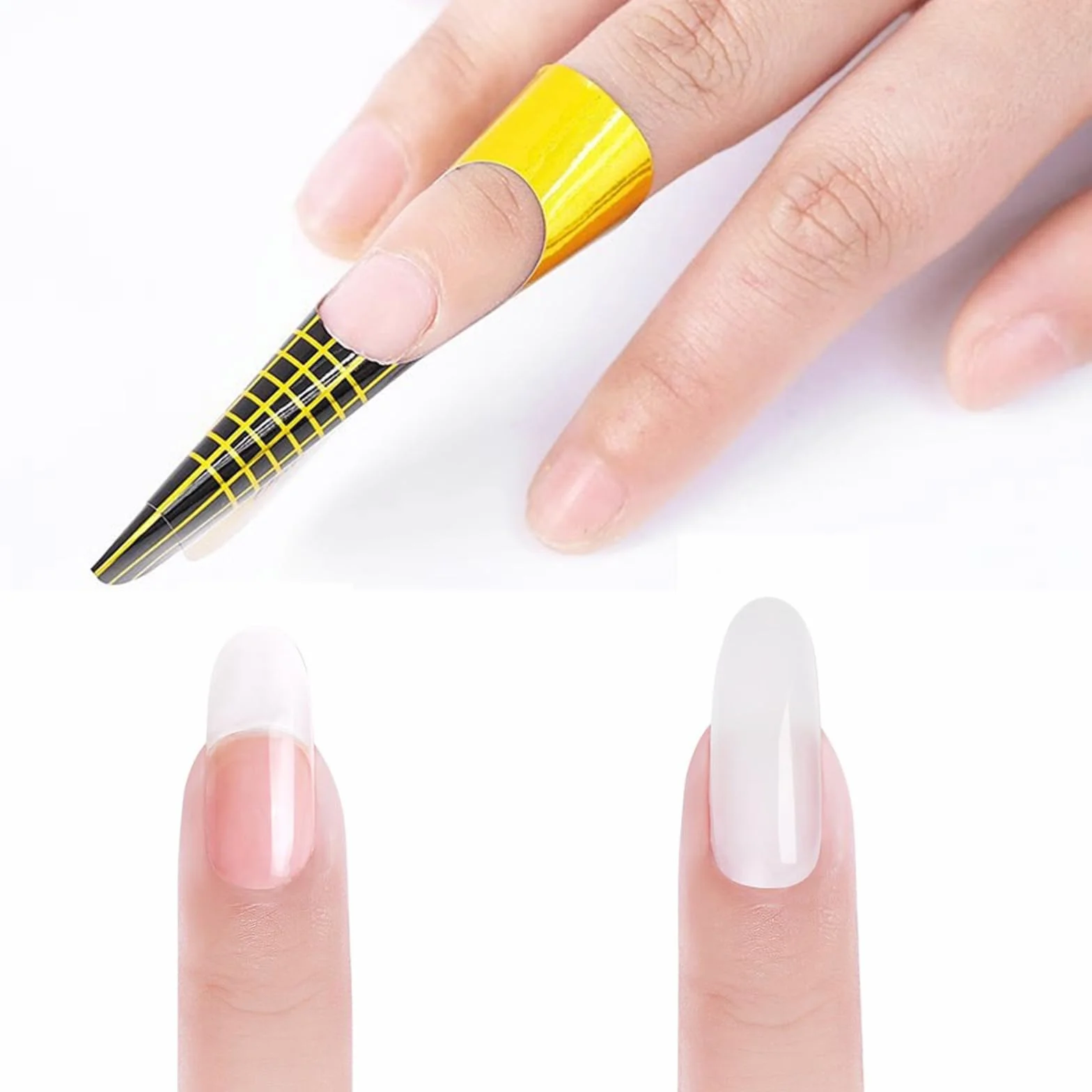 120 Pezzi Cartine per Ricostruzione Unghie,Cartine Extension Model per UV Gel Nail, Cartine Oro Nail Art Per Ricostruzione Allungamento Unghie