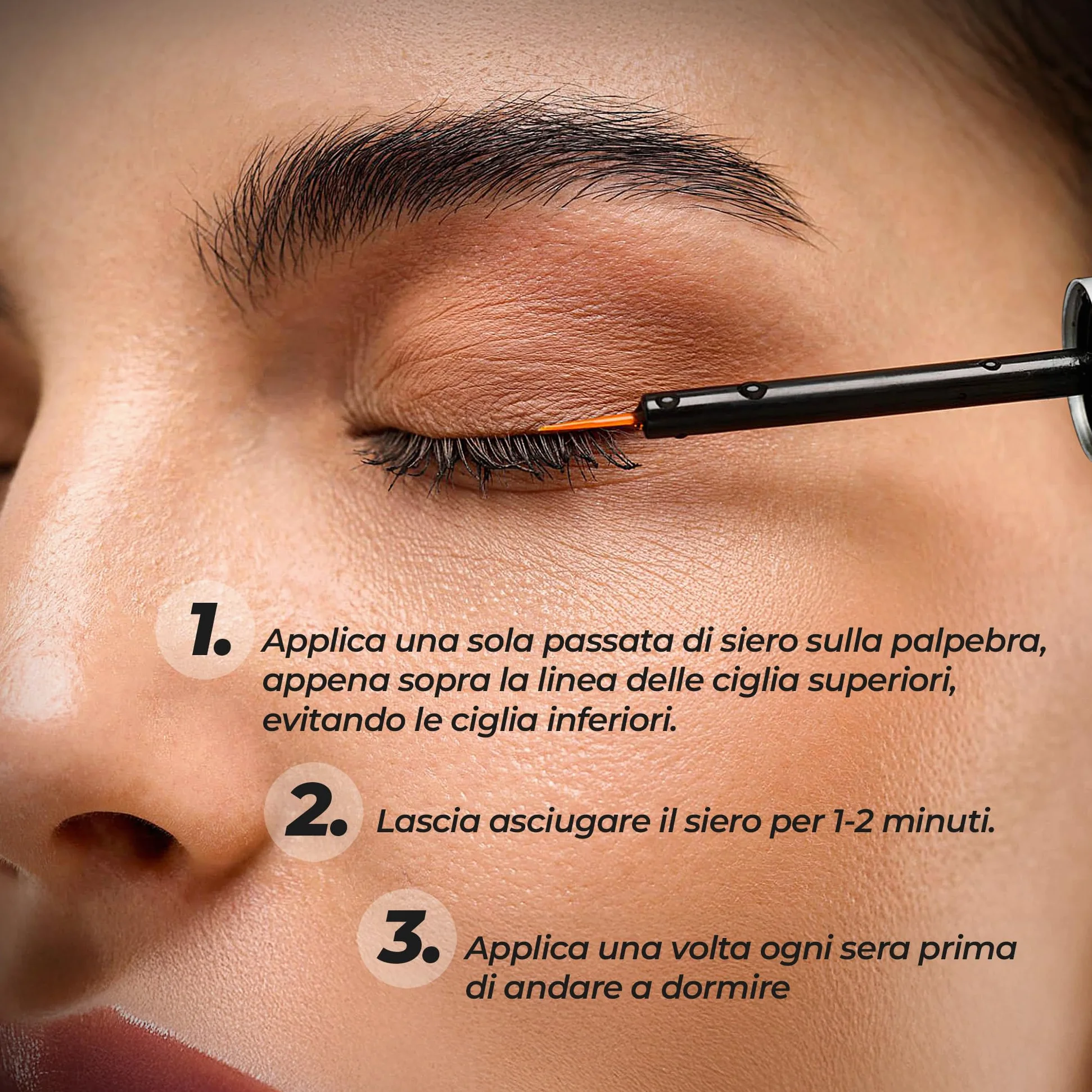 Siero Ciglia Allungante| Siero Crescita Rinforzante Naturale SENZA Ormoni| Trattamento Rinforzante 5ml per 4 Mesi | Guida e Misuratore Inclusi