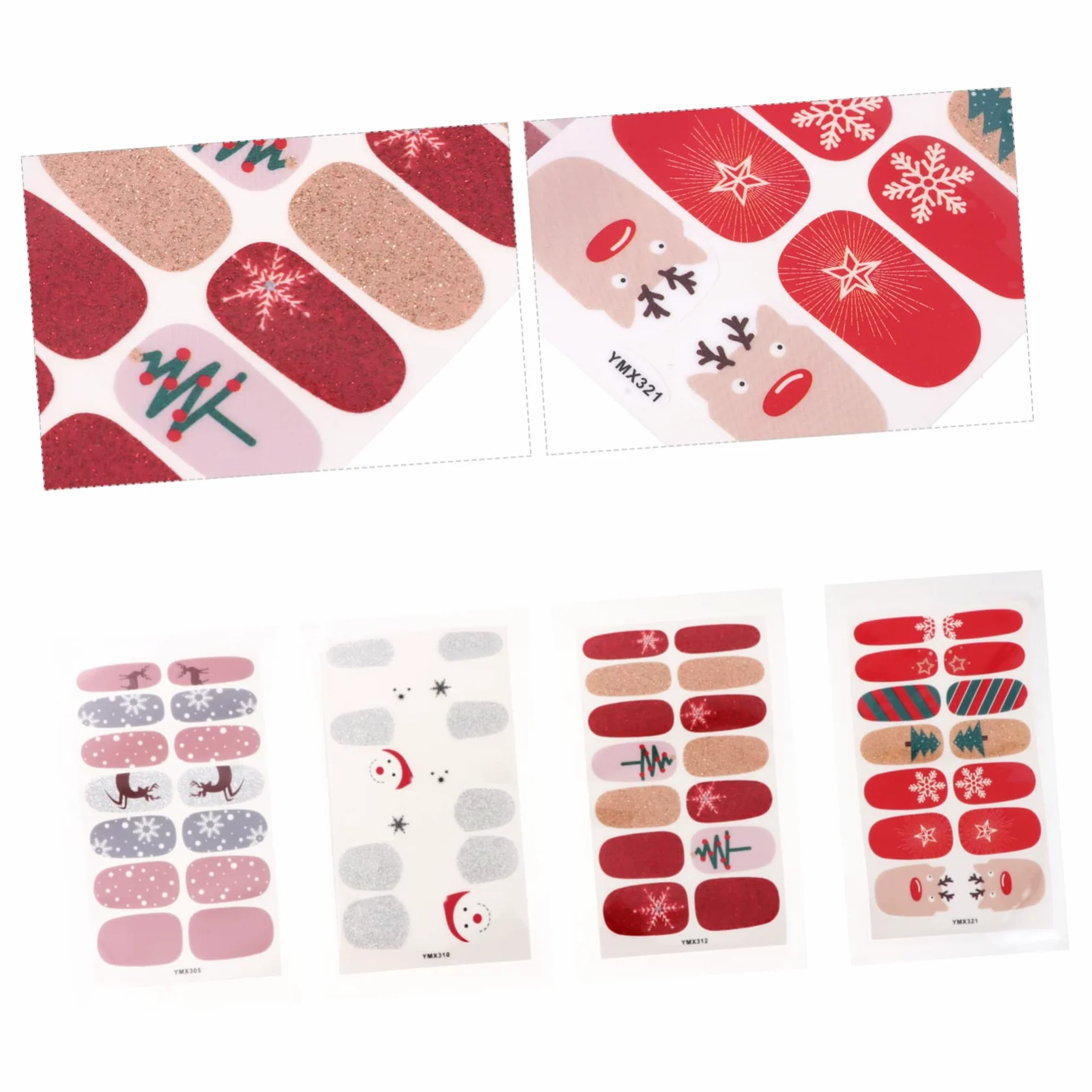 Healeved 24fogli Adesivi Per Unghie Natalizi Di Wraps Decorativi Per Unghie Design Festivo Per Nail Art Perfetti Per Natale e Feste Facili Da Applicare e Rimuovere