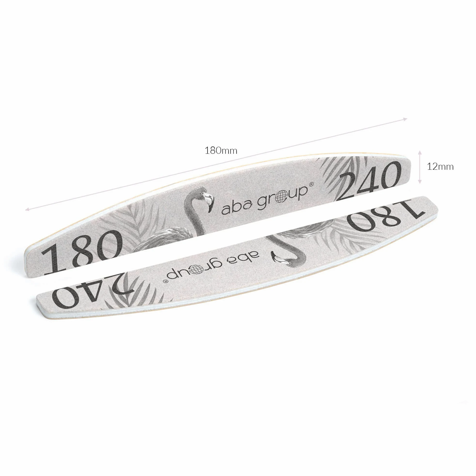 Aba Group 100 lime professionali per unghie a mezzaluna, fenicottero standard 180/240, resistente, per uso singolo, lima per unghie di buona qualità, resistente all'abrasione, set di lime per unghie,