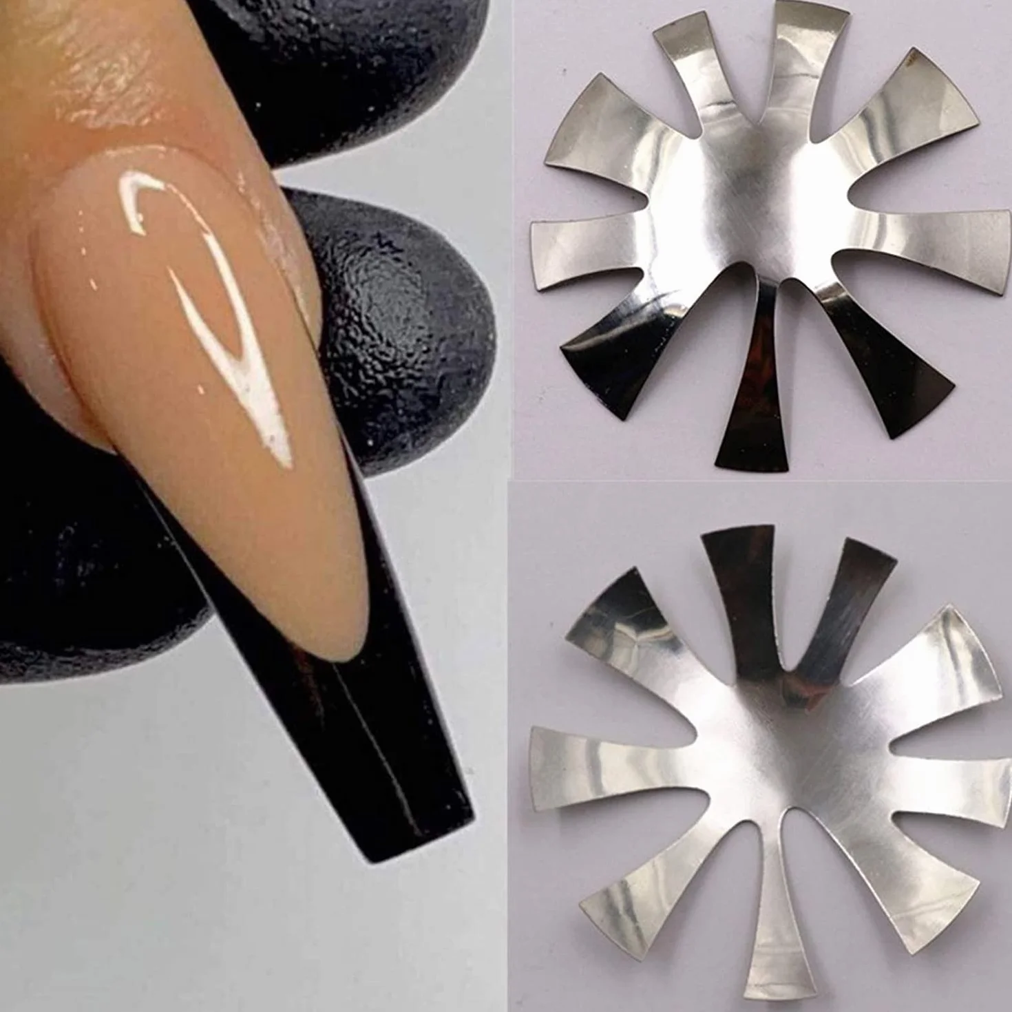 French Manicure Template Nail Cutter Plate in Acciaio Inox Acrilico Clipper Plate for Women