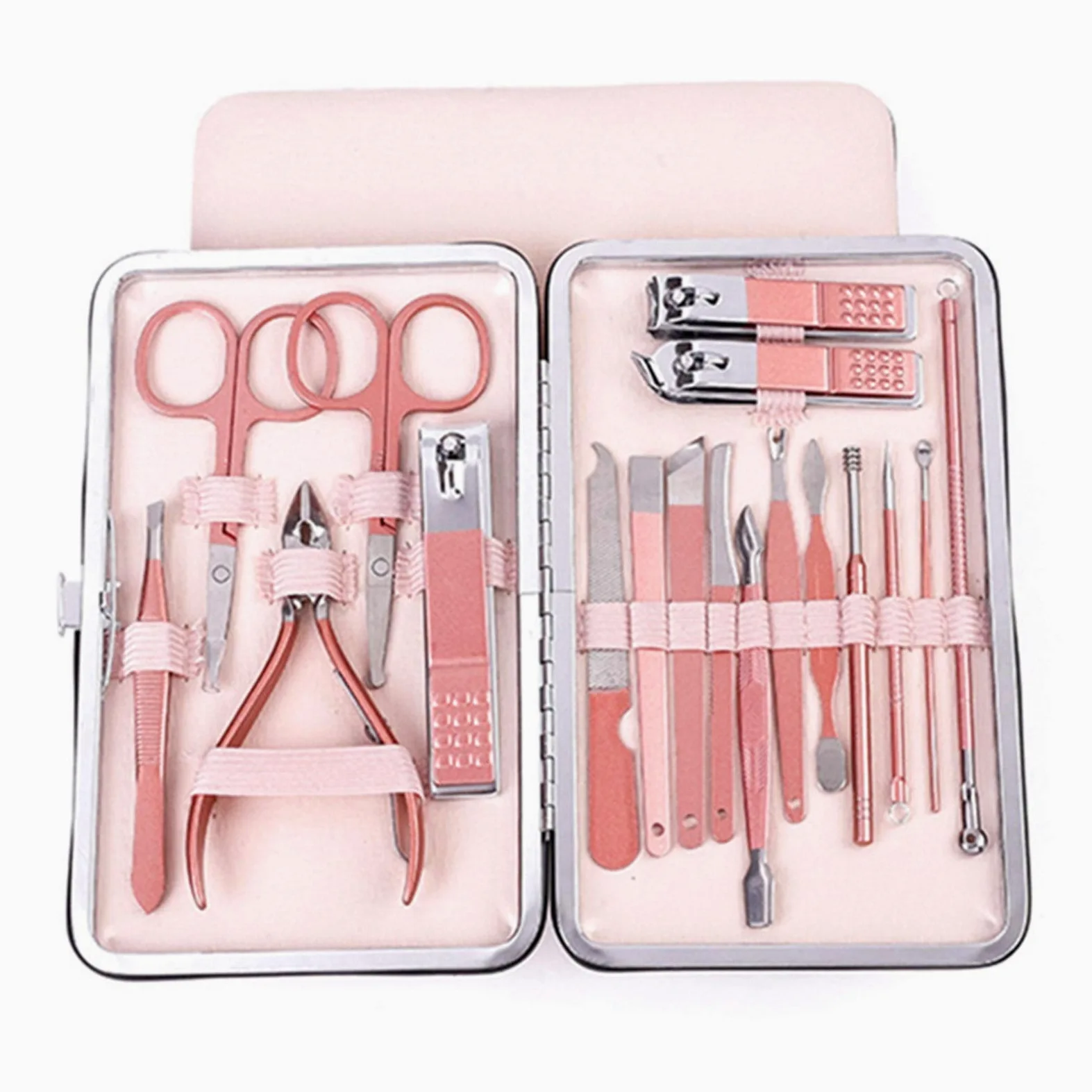 Set di forbici professionali per pedicure e cuticole, pinzette per manicure, 18 pezzi, colore: blu