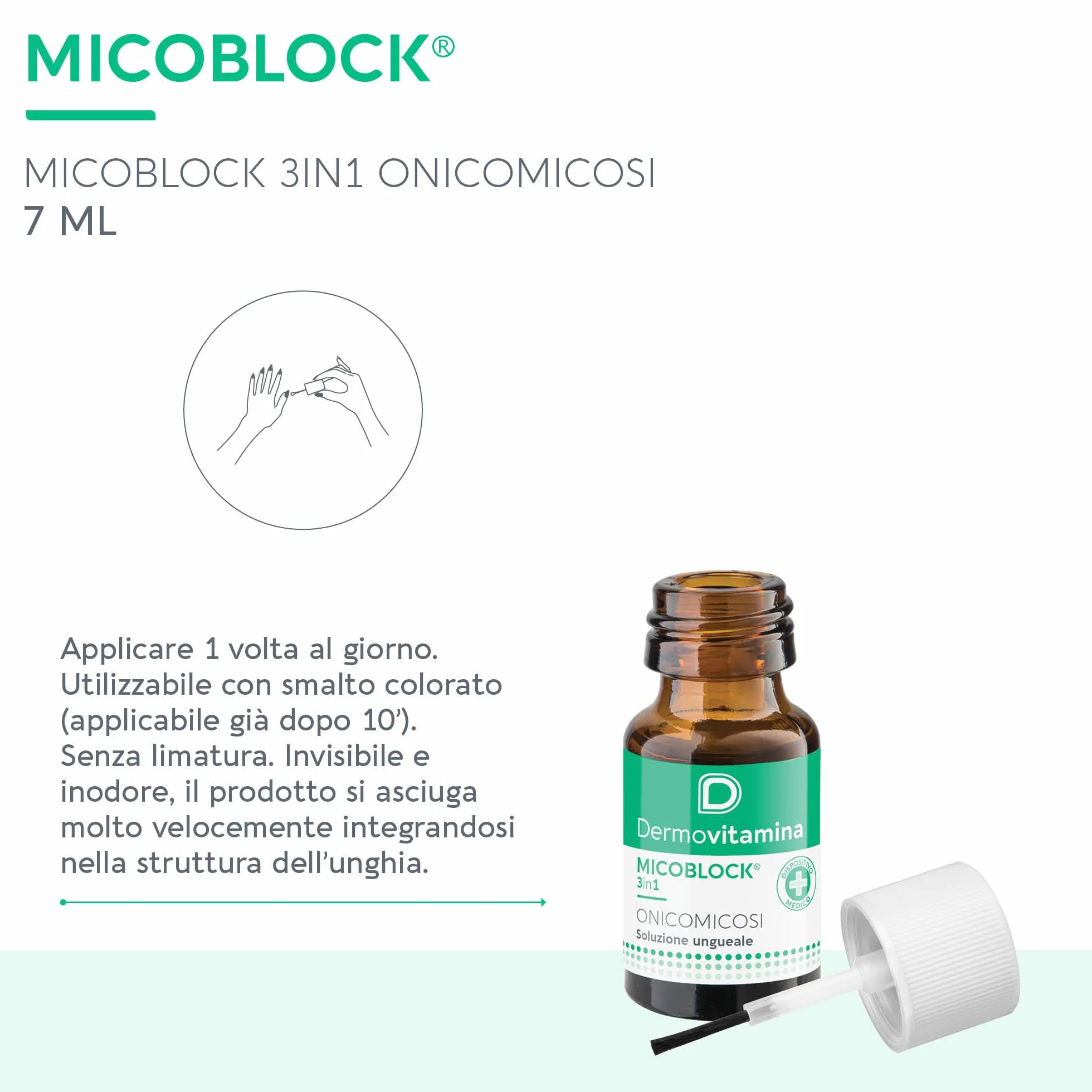 Dermovitamina Micoblock 3in1Onicomicosi Smalto Curativo Infezioni Fungine 7ml