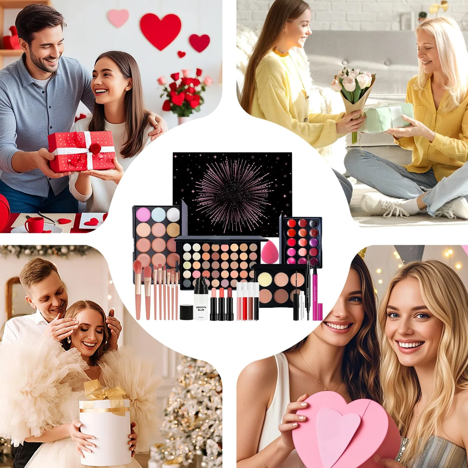 Kit Di Trucco,Palette, Rossetto E Pennello | Kit Completo Con Palette Di | Ombretti - Per Donne, Ragazze, Adolescenti, Principianti, Compleanno, Natale, Moglie, Festa Della Mamma