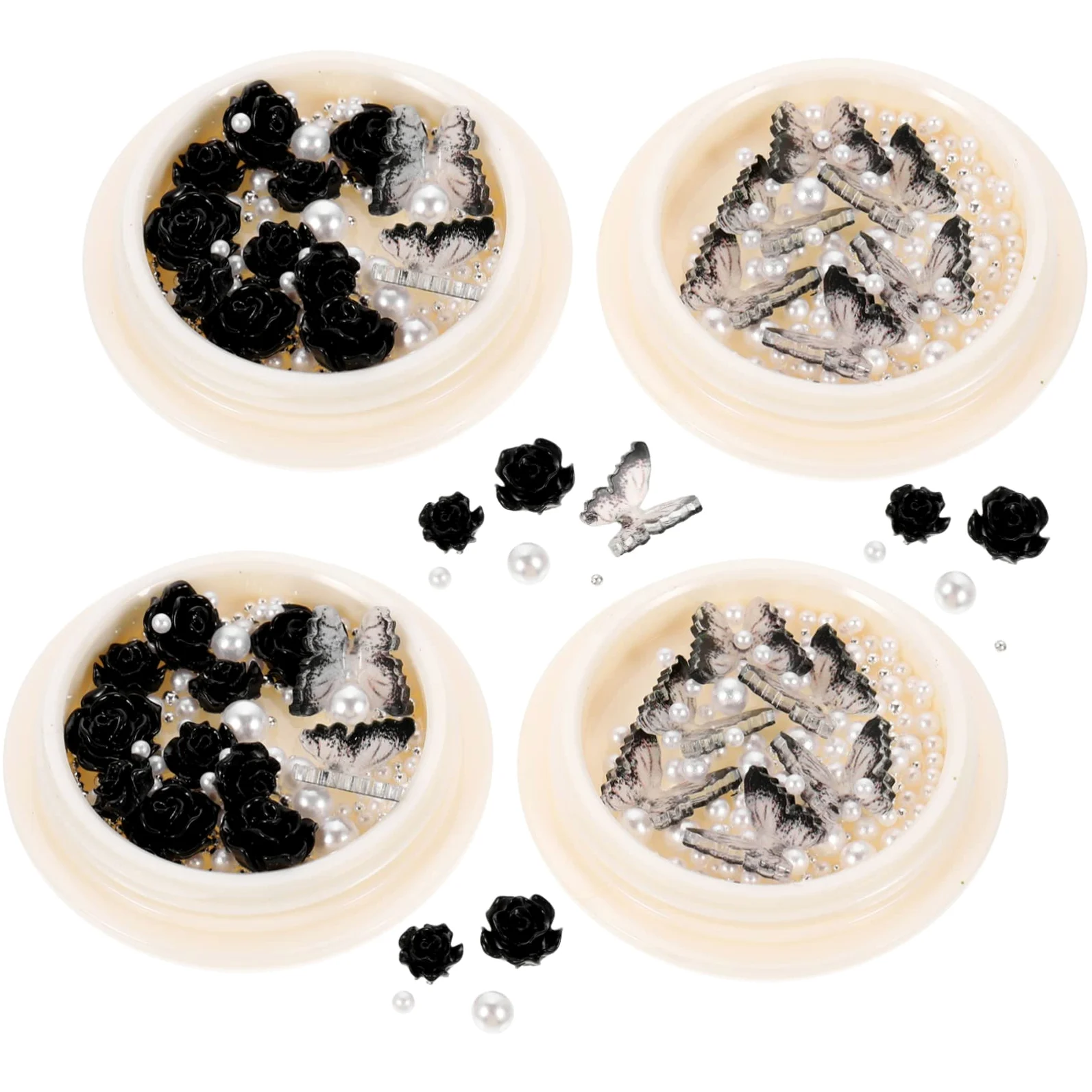 VALICLUD 4 Set Shinestone Di Nera Ciondolo Kit Di Strass Per Unghie Cristalli Adesivo Decorazioni Unghie Ciondoli Per Unghie Luccicanti Gemme E Gioielli Resina 4 Scatole*4