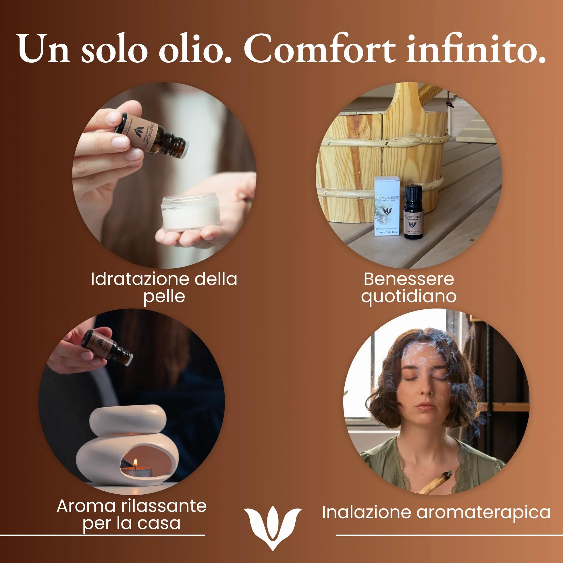 Olio Essenziale Incenso Puro 100% 10ml Naturale Distillato a Vapore per Viso e Diffusore