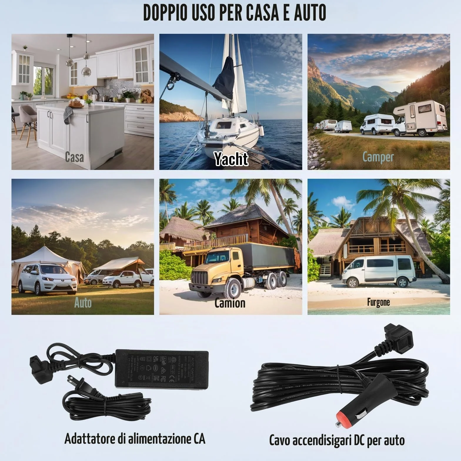 VEVOR Frigorifero per Auto Congelatore Portatile Doppia Zona 40 L 12 Volt -20~20℃ Compressore 12/24V CC 100-240V CA