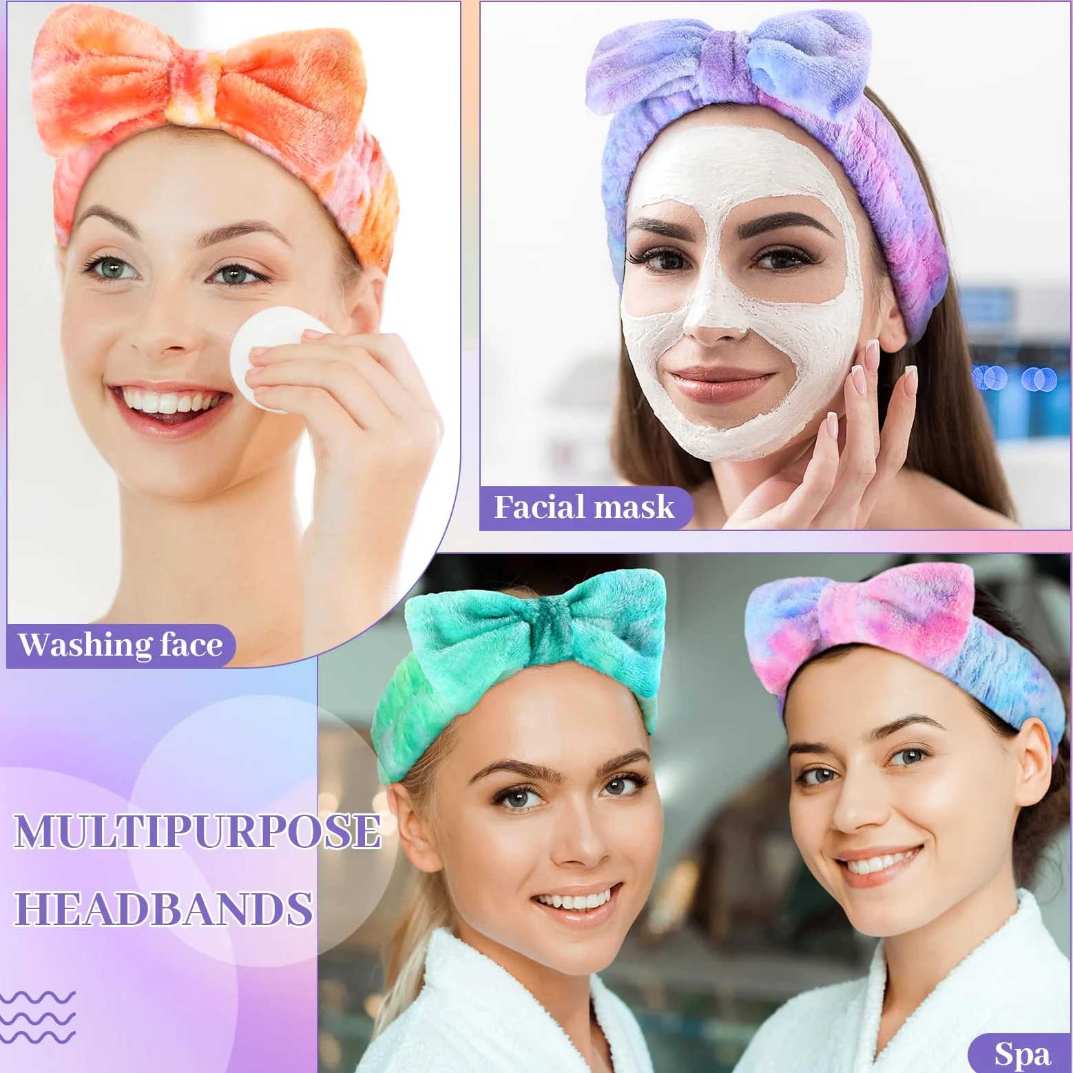 Riceshoot 24 fasce elastiche per la cura della pelle, in microfibra, per il lavaggio del viso, accessori per capelli, per donne e ragazze, regalo per doccia