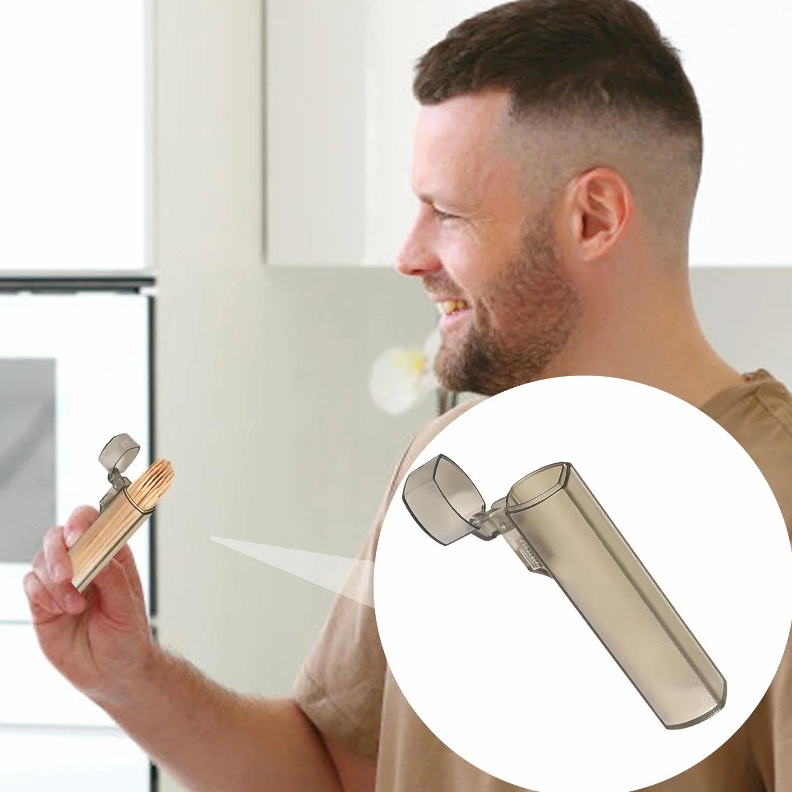 Porta stuzzicadenti da borsetta | Custodia portatile da viaggio per stuzzicadenti, trasparente, leggera, contenitore per stuzzicadenti con coperchio, per esterni, cucina e ristoranti