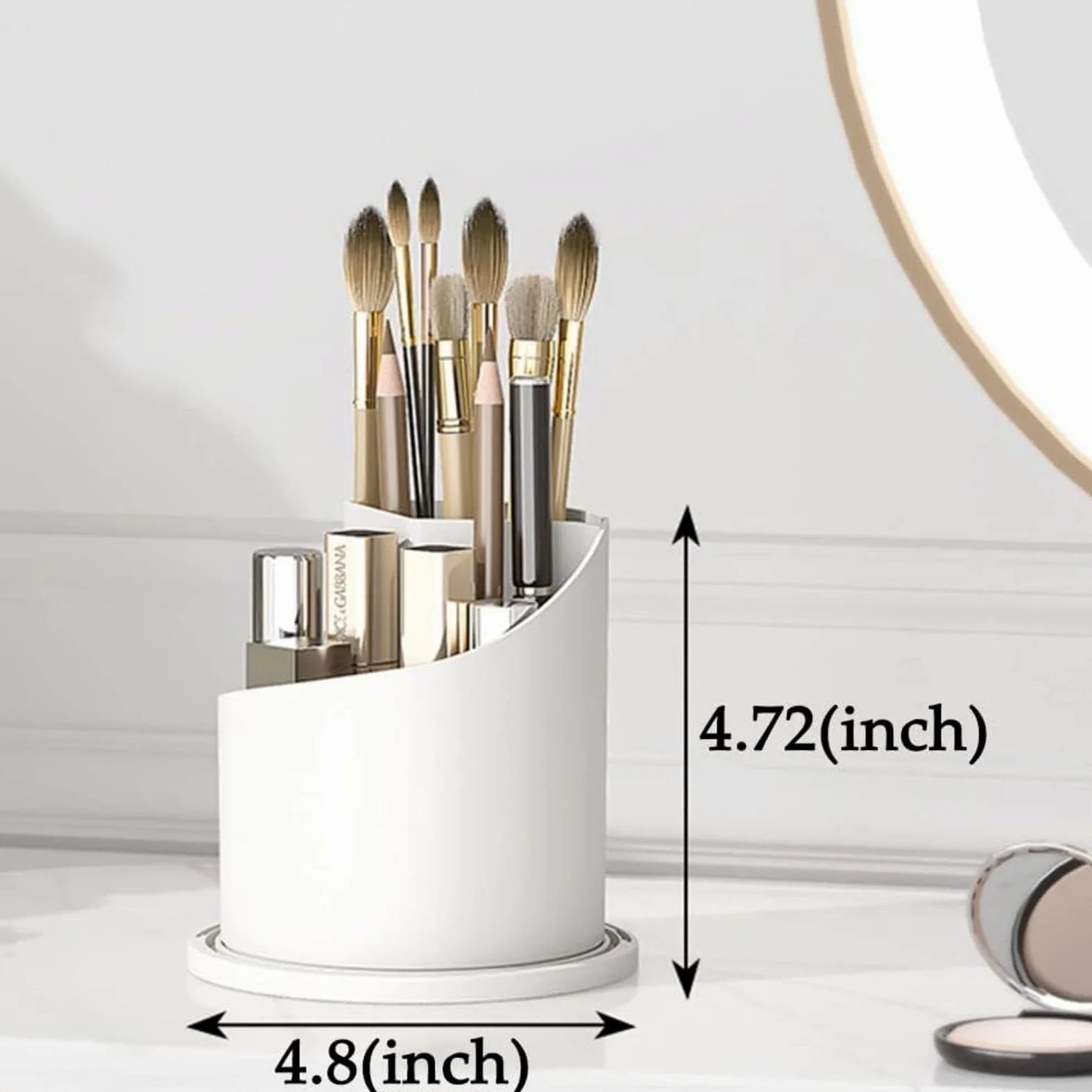 VIDECOR Porta Pennelli da Trucco Girevole a 360° con Coperchio Organizzatore Girevole per Rossetto Eyeliner Ombretto Portamatite per Sopracciglia Scatola Portaoggetti,C