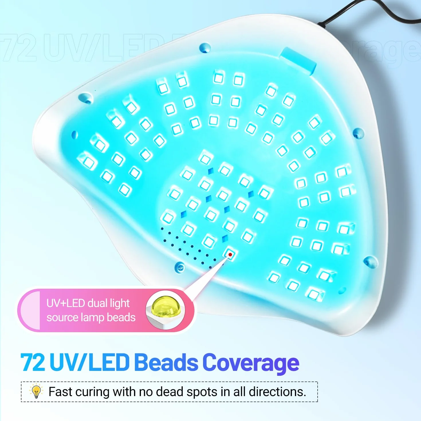 JODSONE X20 Lampada UV LED Unghie 320W 72 LED 4 Timer 10/30/60/99S Sensore di Movimento Base Staccabile