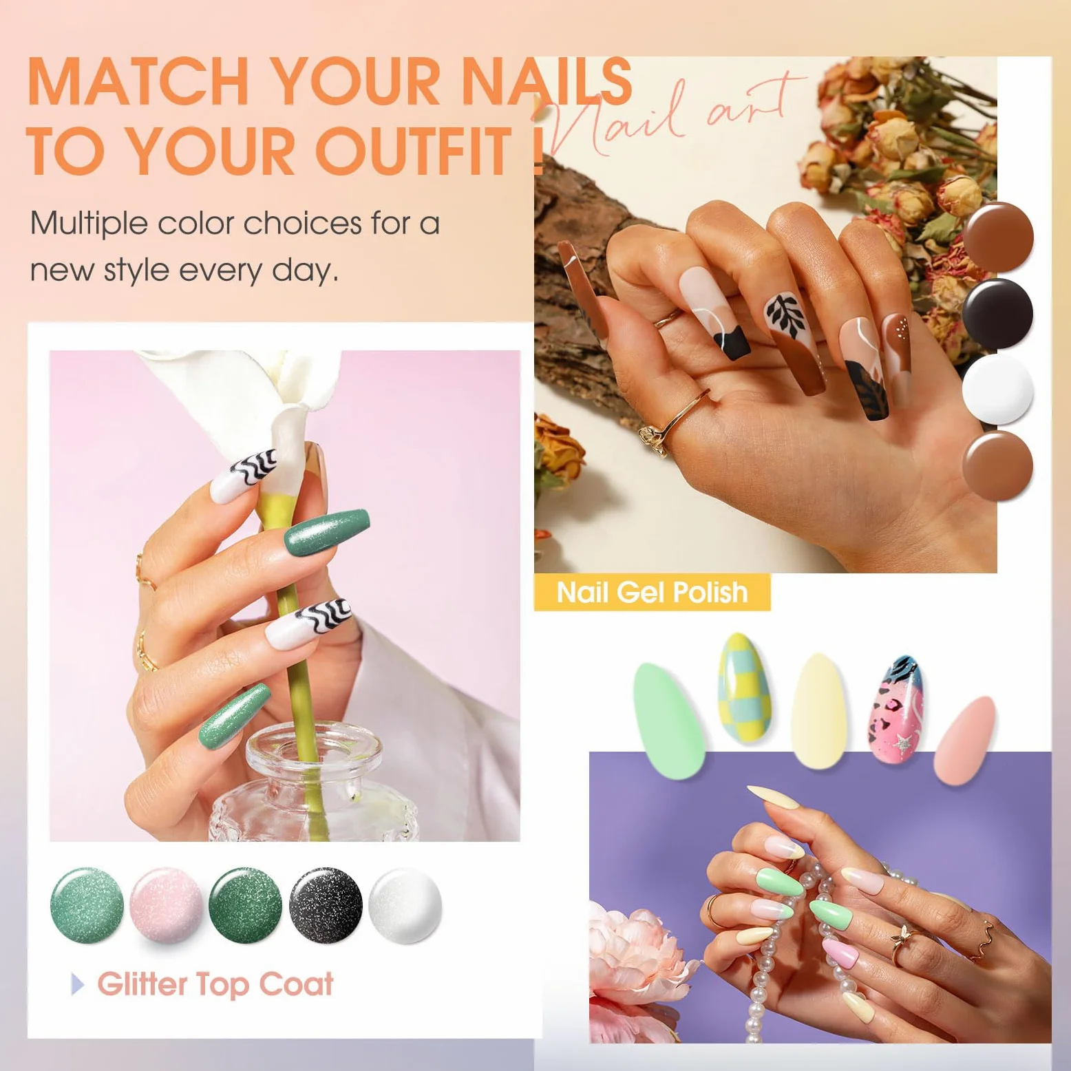 ROSALIND Smalto Semipermanente Unghie 65 Pezzi Rosa Giallo Blu Verde Viola | Colori Smalti Semipermanenti per Unghie Rosso Nero Grigio Marrone, UV/LED Mini Smalto Gel Manicure Regalo