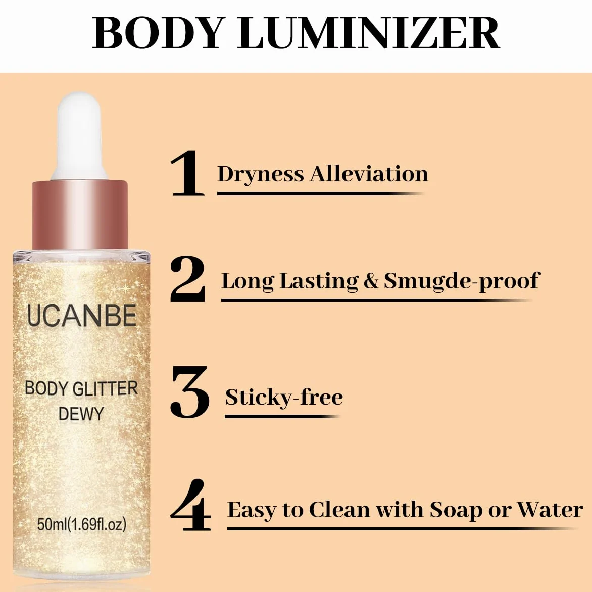UCANBE Illuminanti per il trucco Idratata Setosa Illuminante Liquido Viso Corpo Come Regalo di San Valentino (Oro Champagne 01)