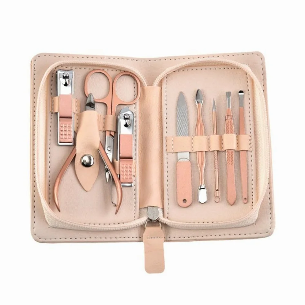 Set di tagliaunghie da 9 Pezzi in Oro Rosa Set di tagliaunghie Strumento for Tagliare la Pelle Morta