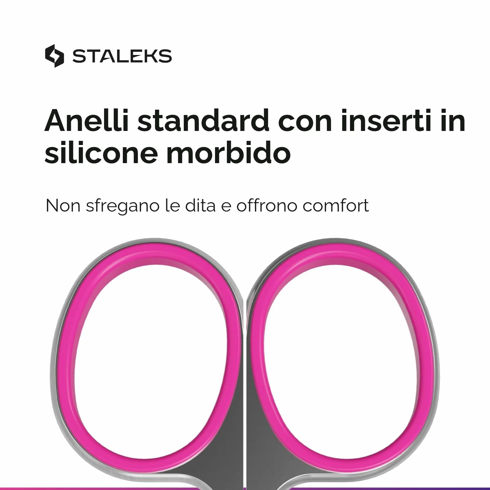 STALEKS Pro Forbici Professionali per Pelle Cuticola Lame Curvo Classico Manici in Silicone Rosa Affilatura Manuale Smart 40 Type 3
