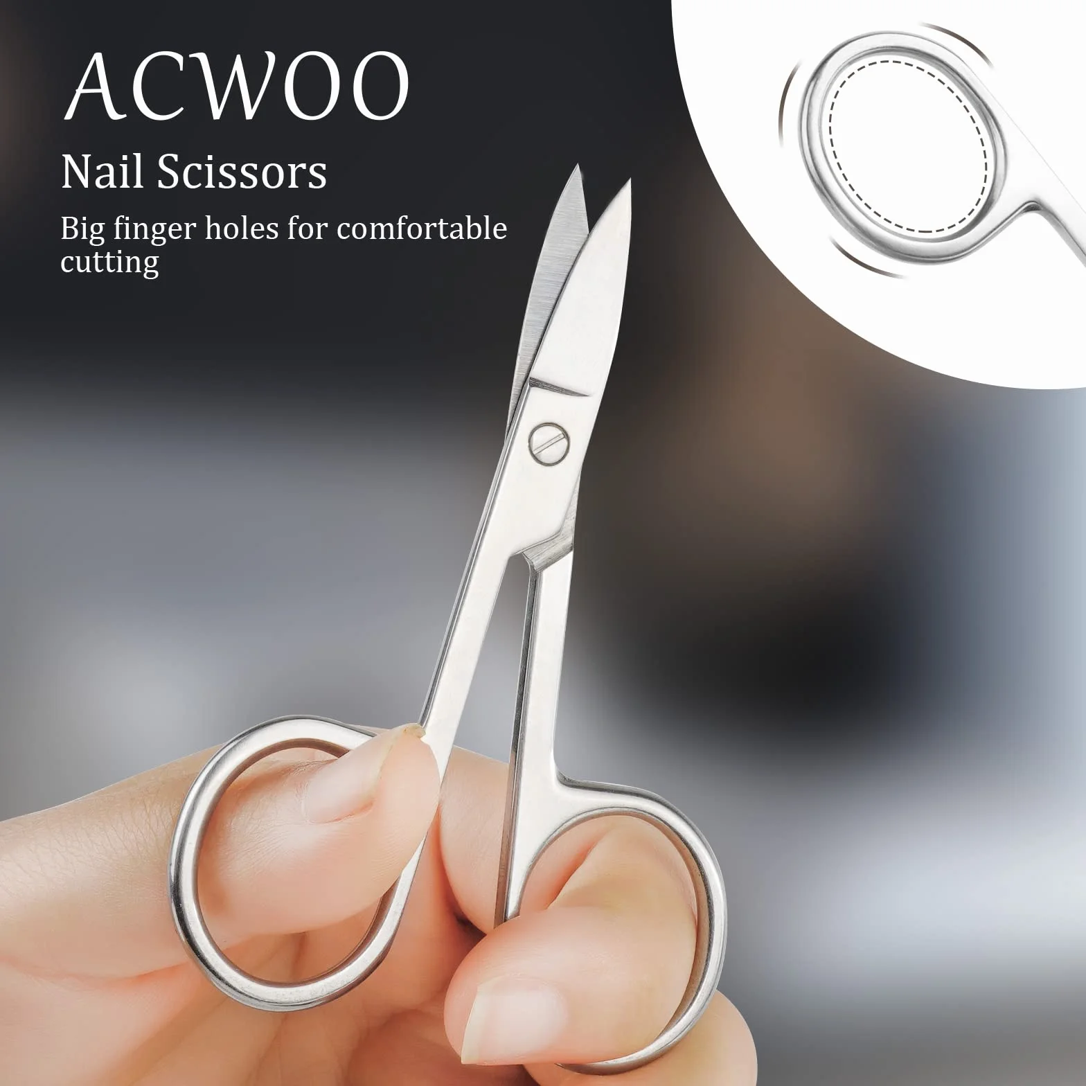 ACWOO Forbici per Unghie Inox Extra Affilate Lame Curve Professionale con Custodia