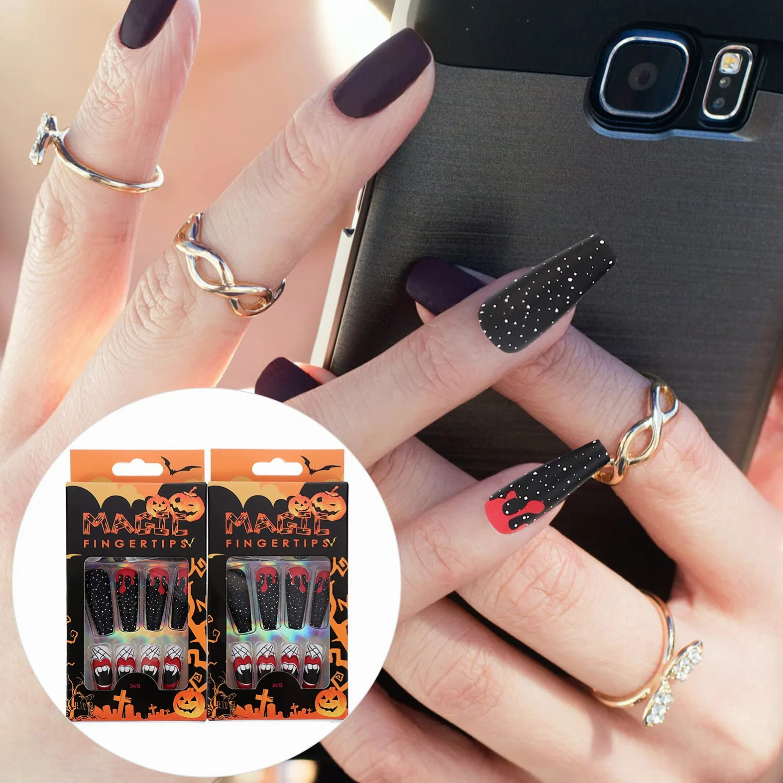 LALAFINA 240 Pz unghie finte fake nails decorazioni unghie decorazioni per unghie nail art manicure unghie decorazioni decorazione unghie Halloween plastica
