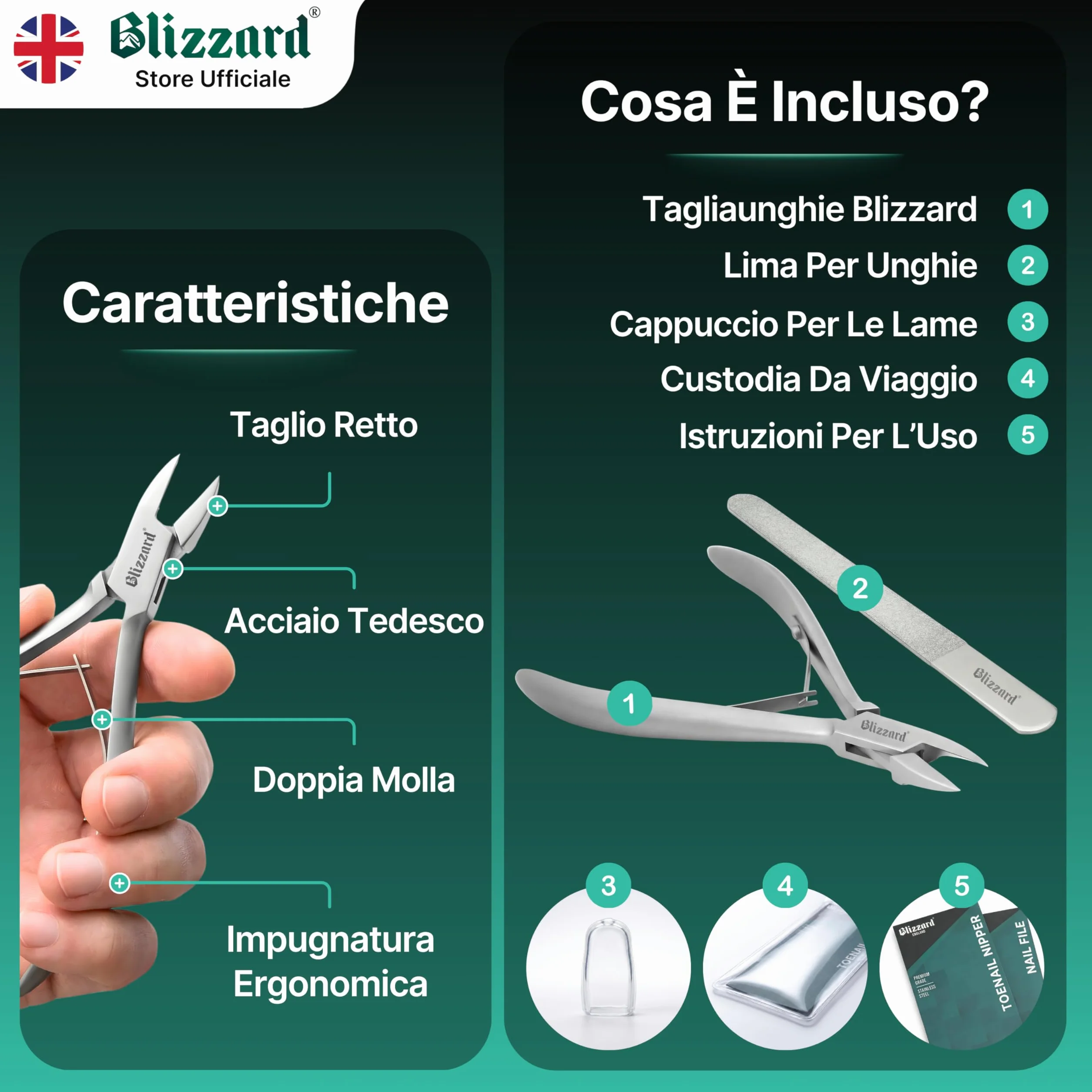 Blizzard Tronchese Unghie Piedi Professionale Acciaio Inox 13cm Taglio Retto