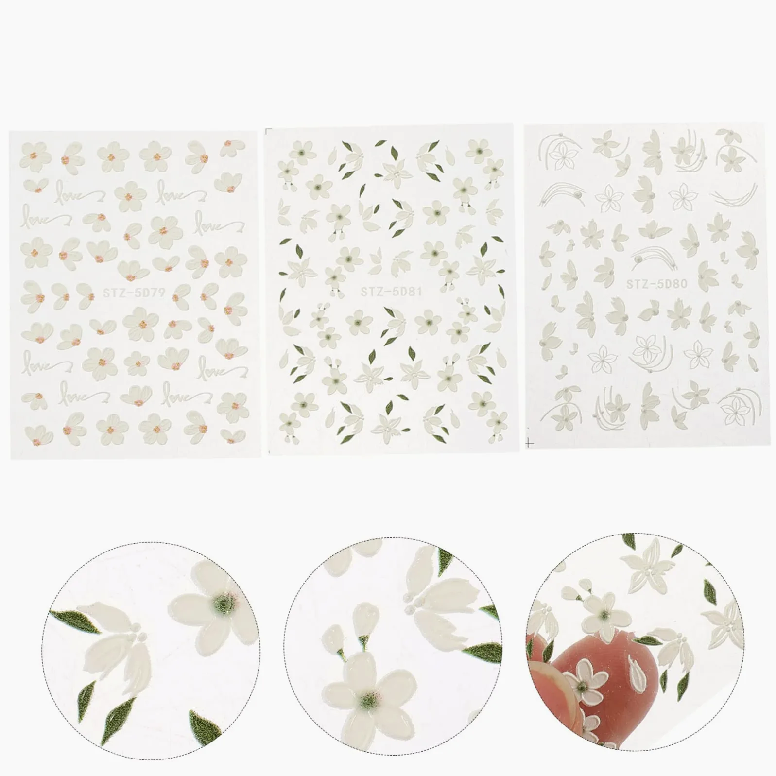 FOMIYES 5 Set Adesivi Unghie Fiori Stickers Decorativi Per Nail Art Facili Applicare Per Decorazioni E Professionali 3 Fogli*5