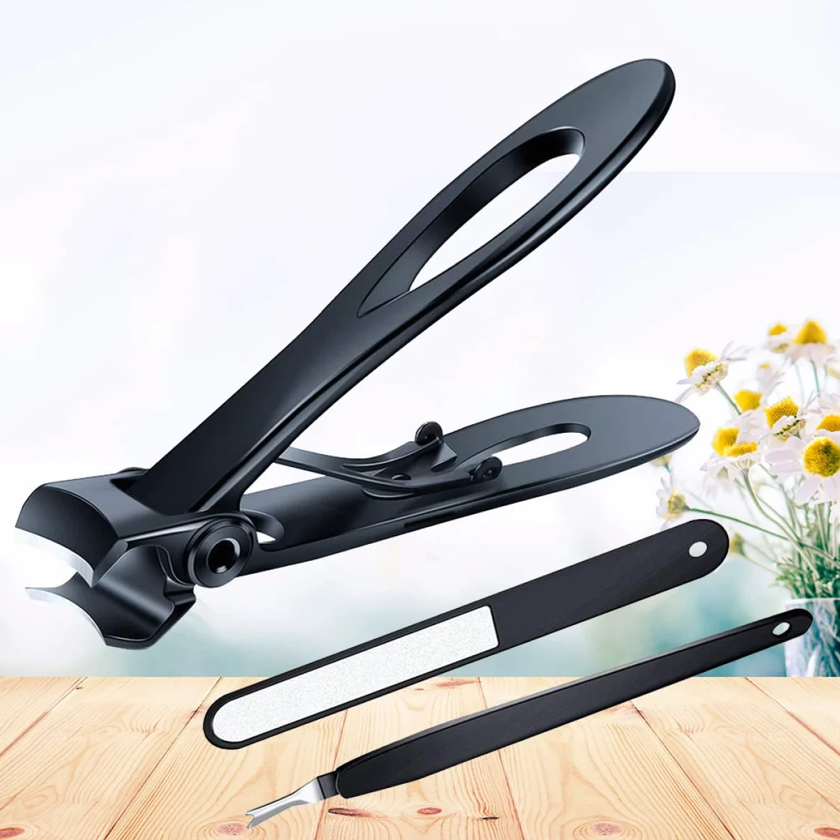 FRCOLOR Forbicine Per Unghie 6Pcs Unghia' unghia' unghia Larga in Acciaio Inox Professionale Mascella Modella Le Donne Uomo Nial Kitnero Nero E Apertura per Clipper Clipper
