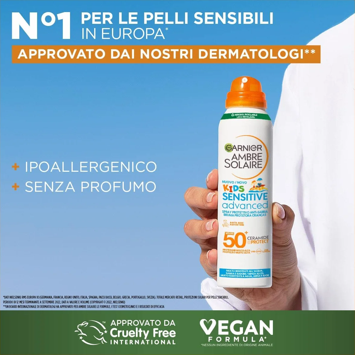 Garnier Ambre Solaire Advanced Sensitive Kids Ceramide Protect Spray Aerosol SPF50+ 150 ml