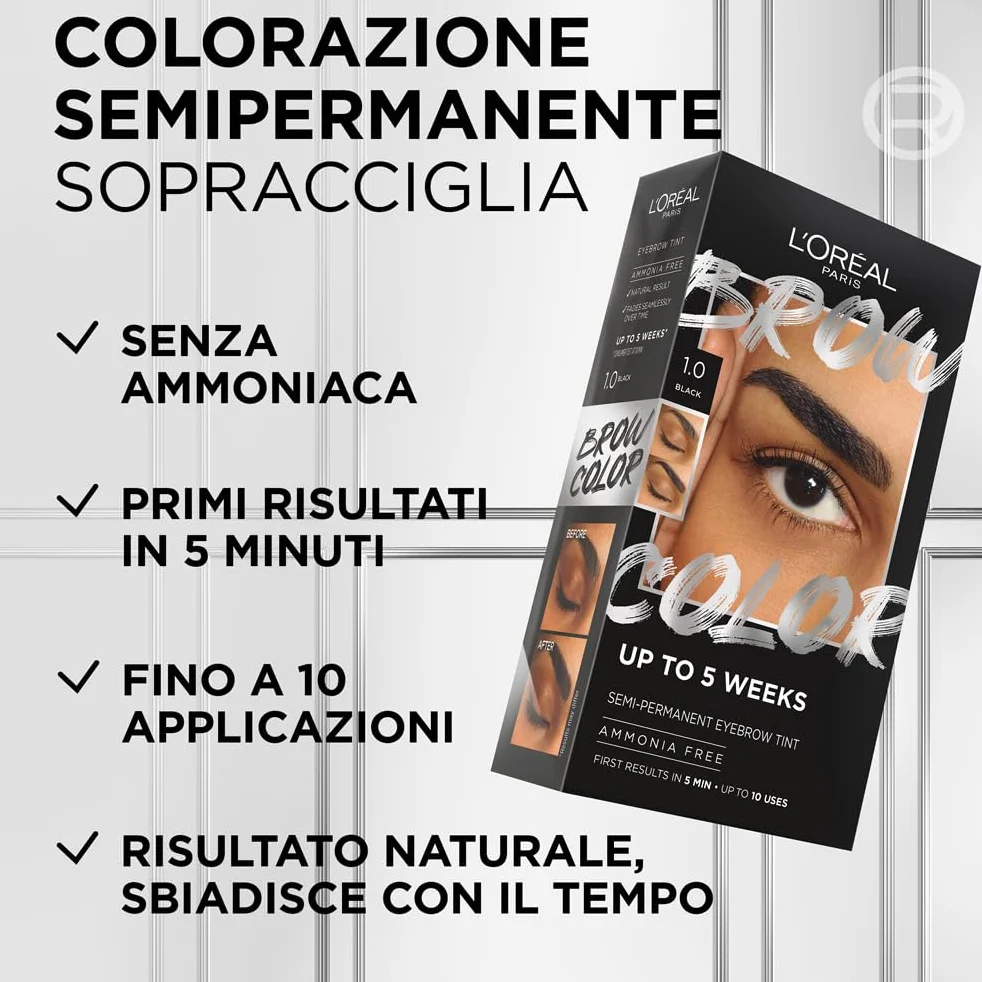 L'Oréal Paris Colorazione Semipermanente per Sopracciglia, Risultati Visibili in 5 minuti, Dura Fino a 5 Settimane, Senza Ammoniaca, Brow Color, Tonalità: 3.0 Castano Scuro
