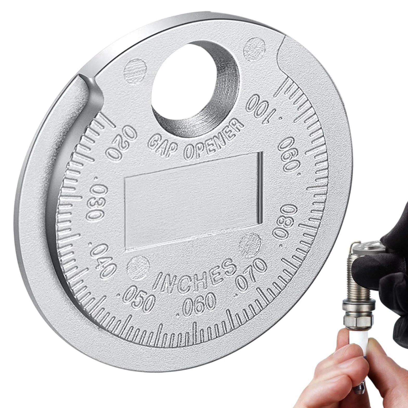 Strumento Per Regolare La Distanza Delle Candele - Strumento di Misurazione Gap Candele con 0.6-2.4 mm | Auto in Metallo a Forma di Moneta per Moto, Auto e Camion