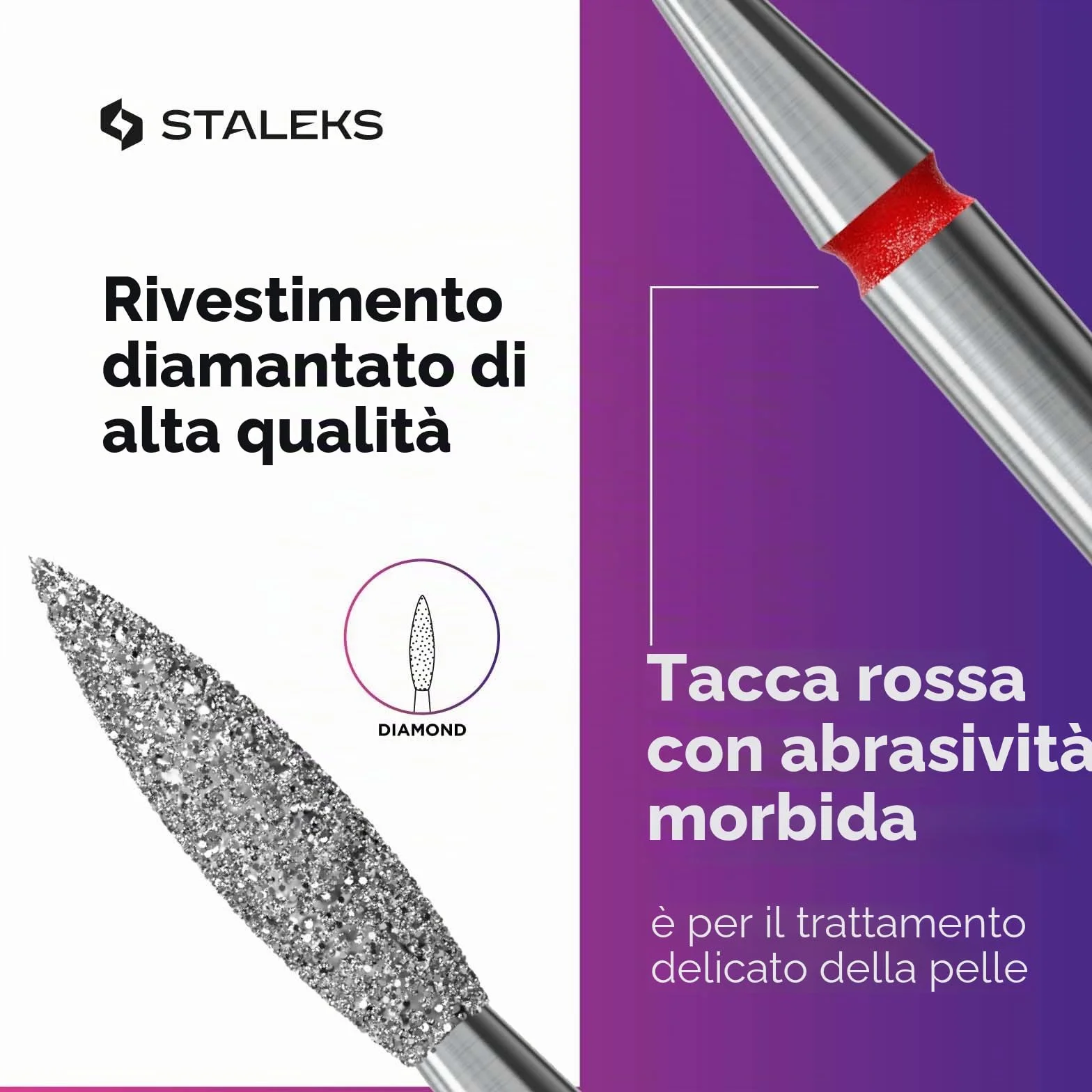 STALEKS PRO Punta diamantata Fiamma anello rosso Kit di scarico per unghie Punte per manicure e pedicure NAIL DRILL BIT