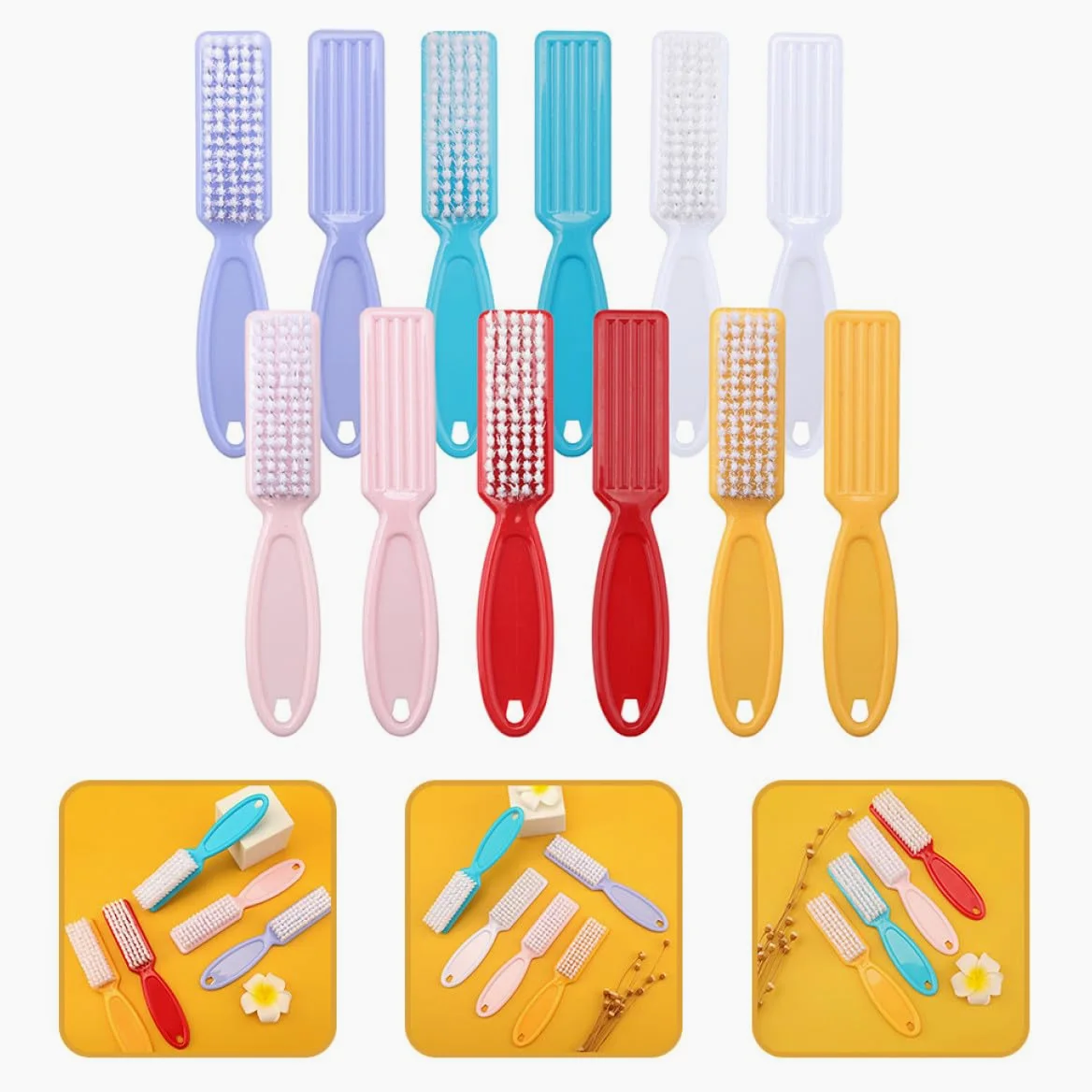 Spazzola per Unghie in Plastica 24 Pezzi, Set Pulisci-spazzole Multifunzionale Facile da Conservare e Delicata sulla Pelle, per Manicure e Viaggi Colore Casuale