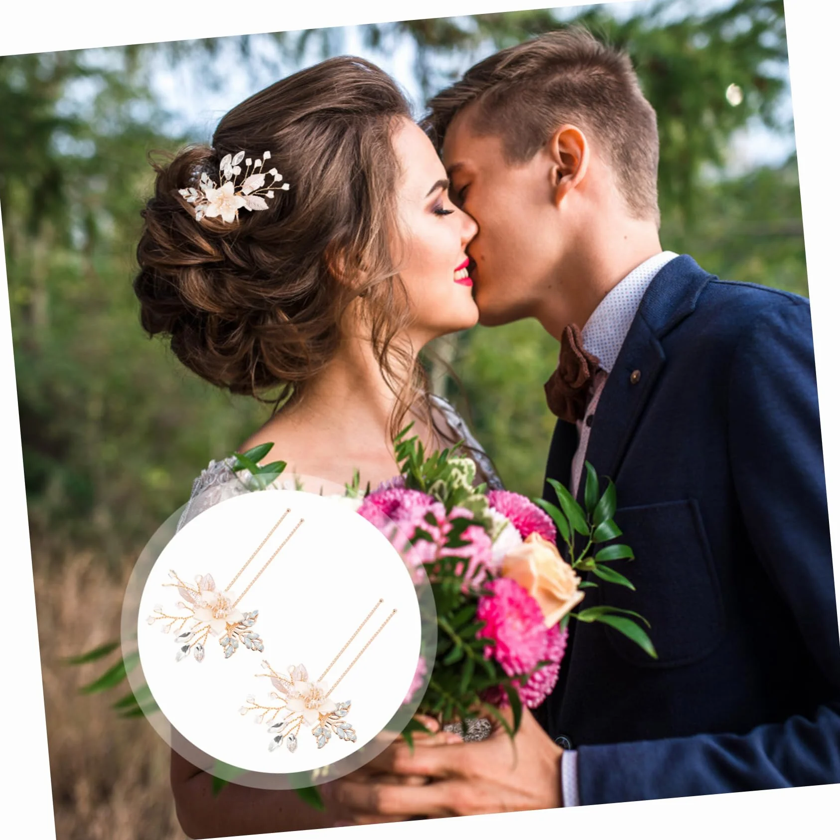 minkissy 5paia Fermaglio Per Con Strass Forma Di Fiore Accessorio Elegante Per Sposa e Cerimonie Confezione Da Leggero e Comodo Da Indossare Decorazione Brillante Per Matrimoni e Feste