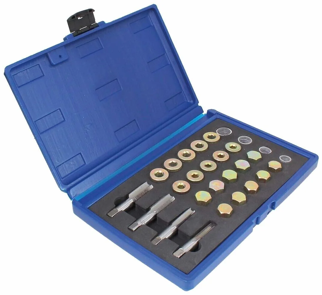 Kit Riparazione Filettatura Tappo Coppa Olio Auto 64 Pezzi Tappi e Rondelle